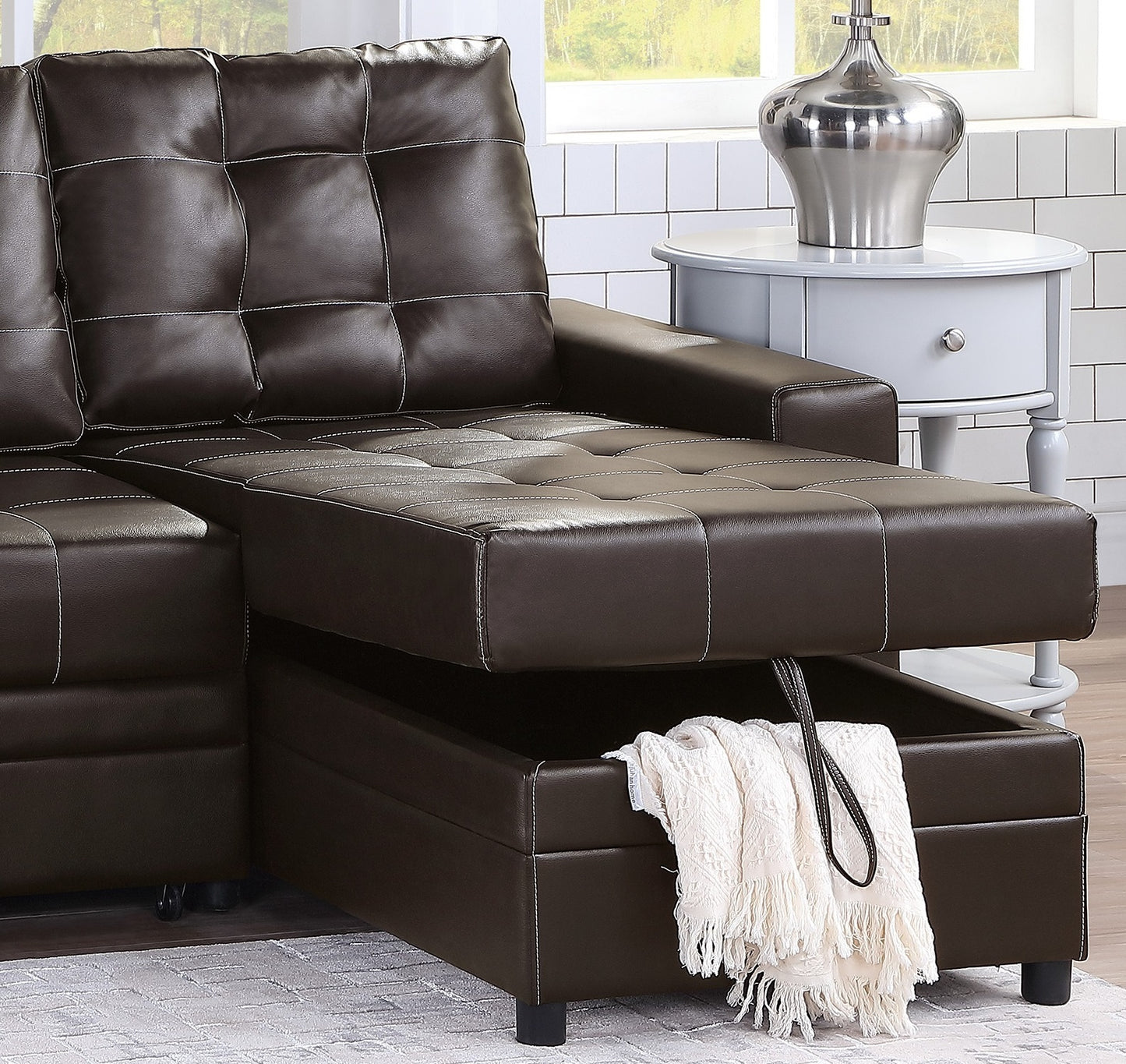 Espresso Convertible Sectional Pull Out Bed