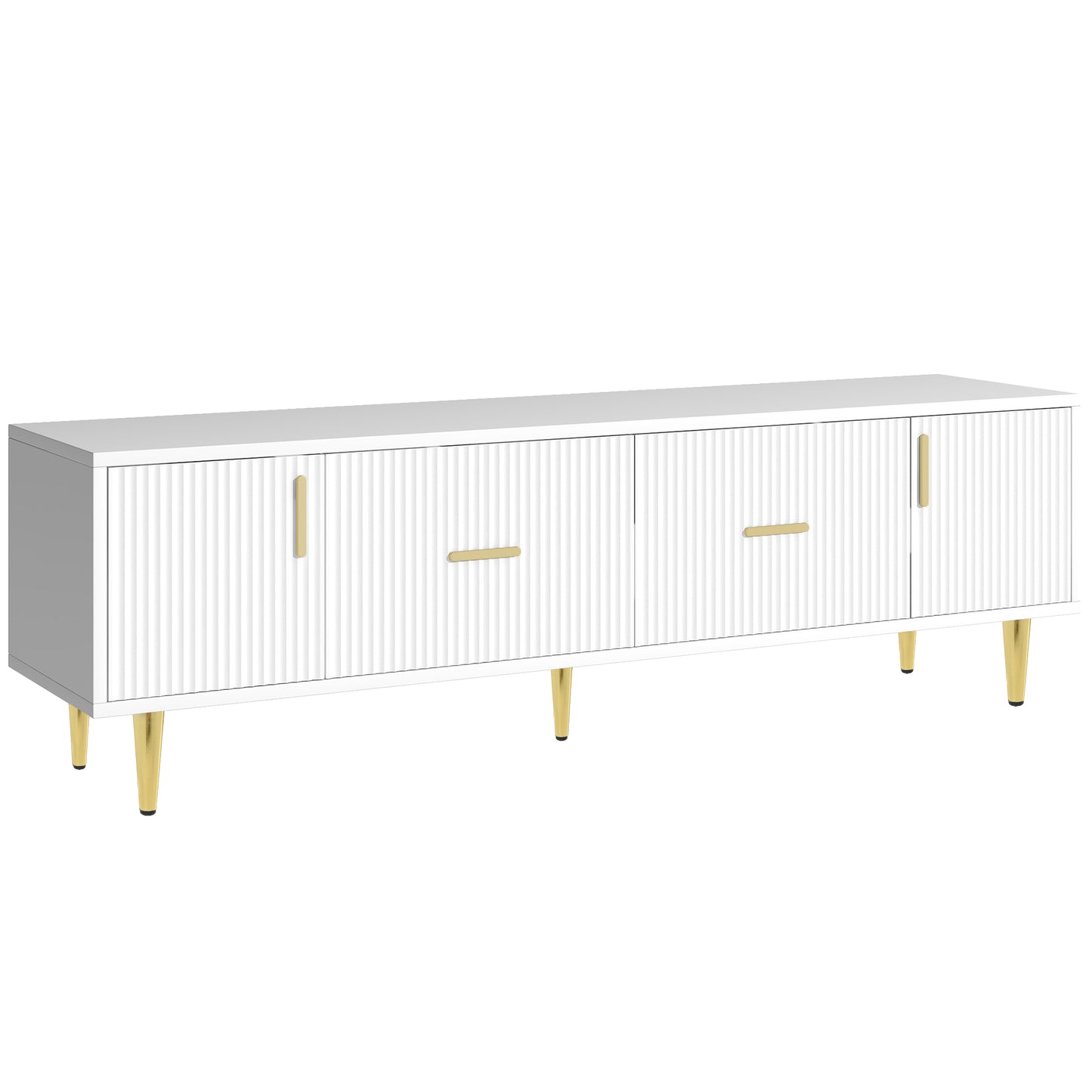 U-Can Modern TV Stand with 5 Champagne Legs - Durable, Stylish and Spacious, TVs Up to 75''