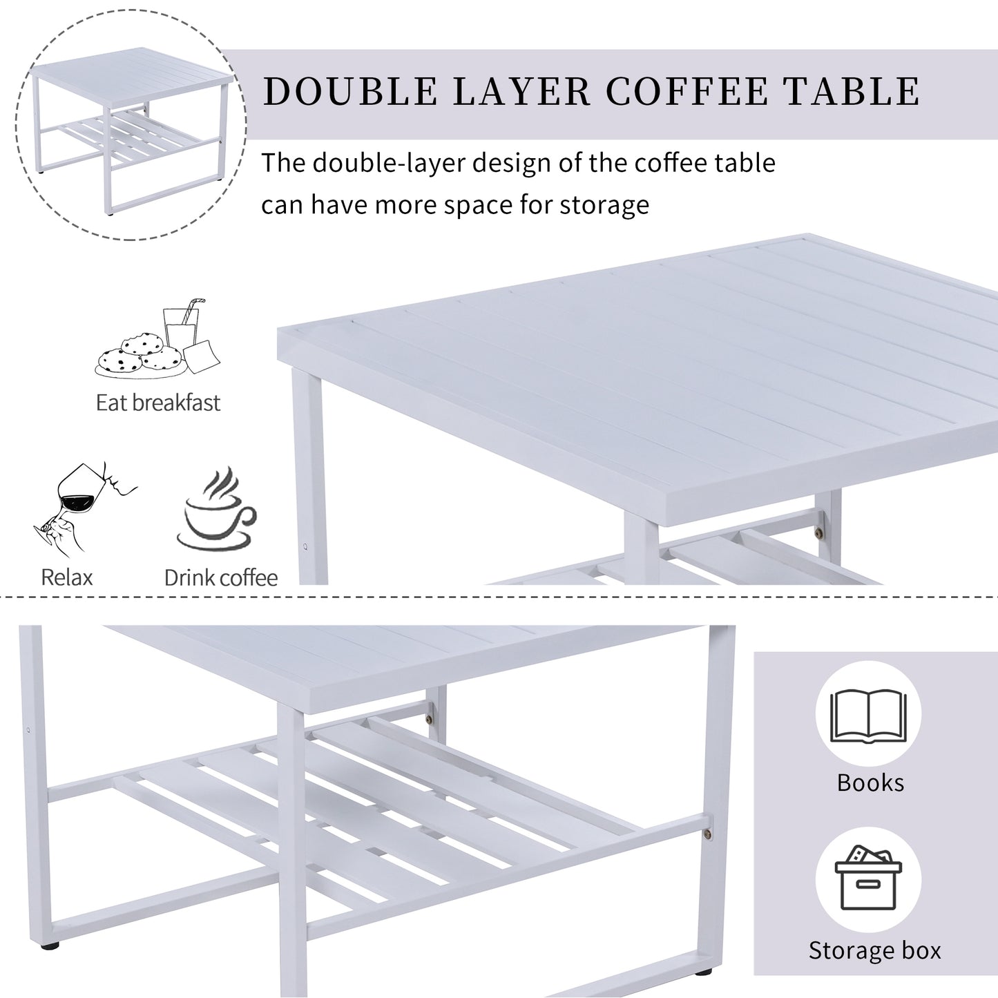 U_Style Industrial Style Outdoor Sofa Combination Set With 2 Love Sofa,1 Single Sofa,1 Table,2 Bench