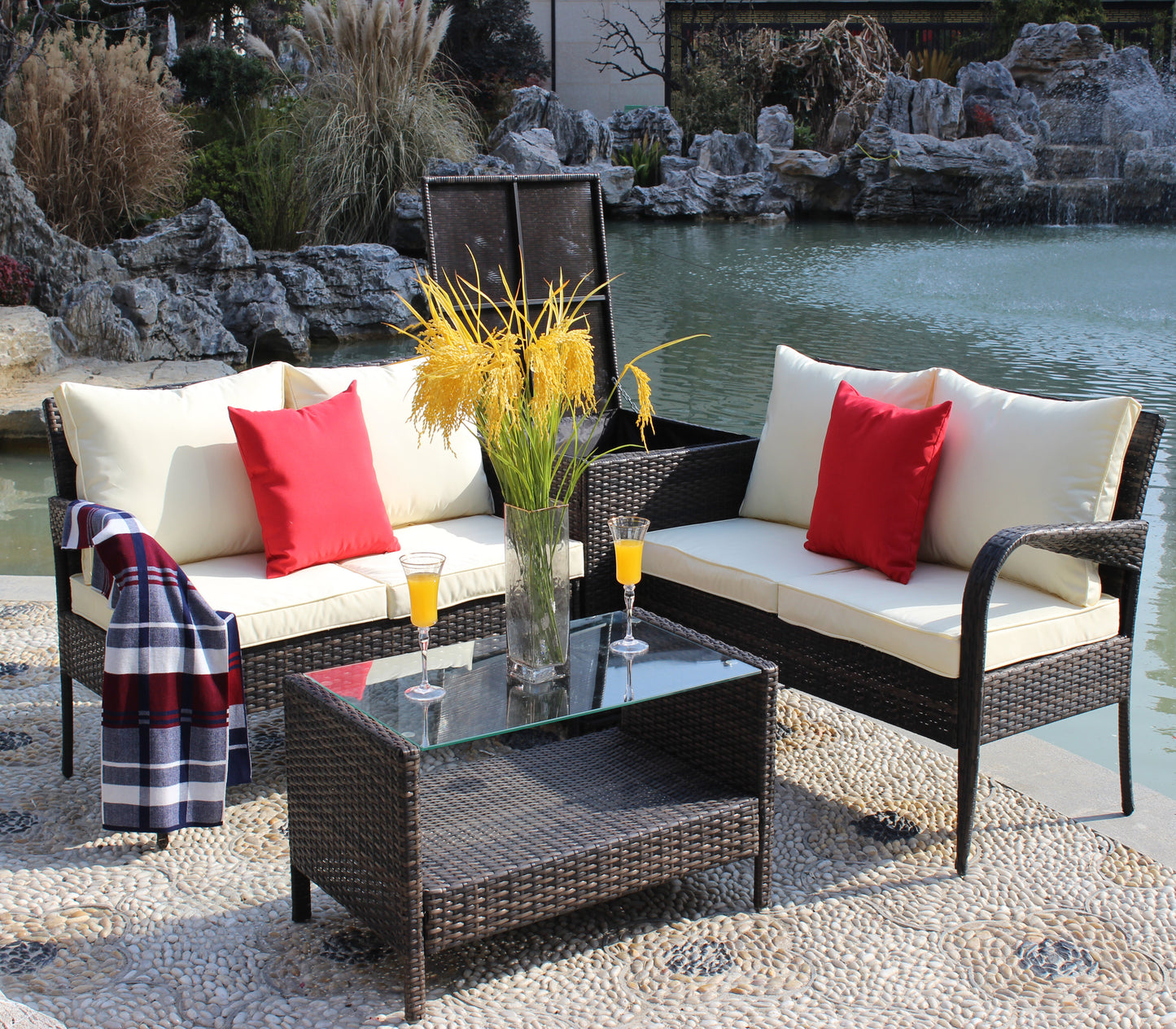 4pcs Rattan Patio Furniture Set