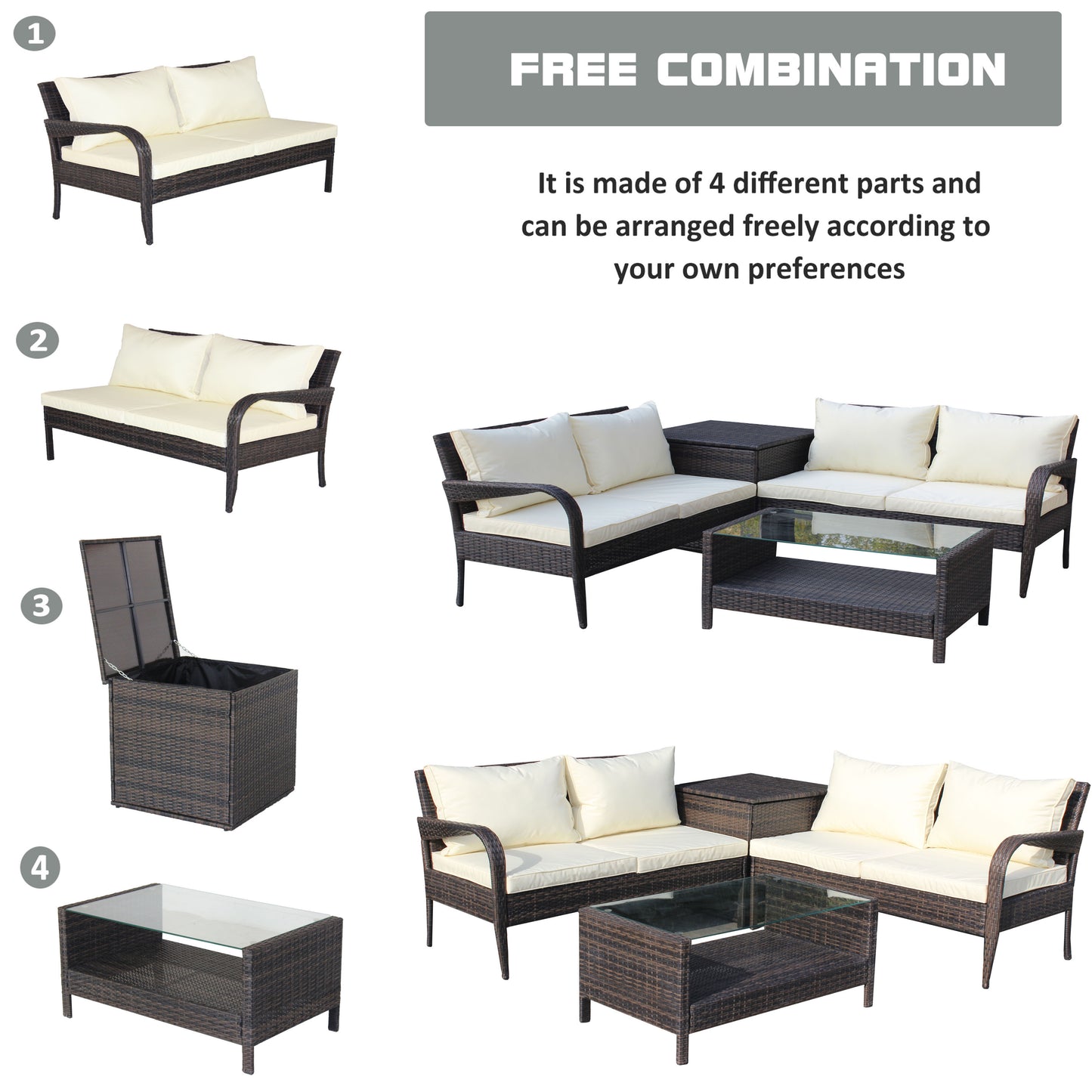 4pcs Rattan Patio Furniture Set