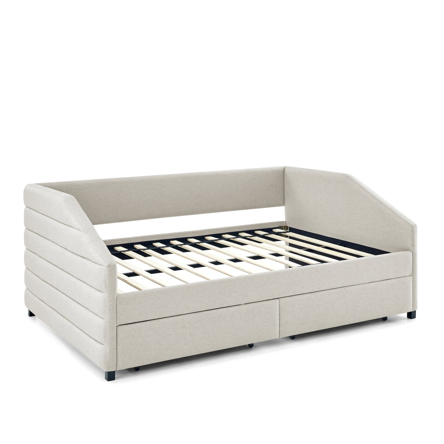 Daybed with Two Drawers Trundle Upholstered - Full