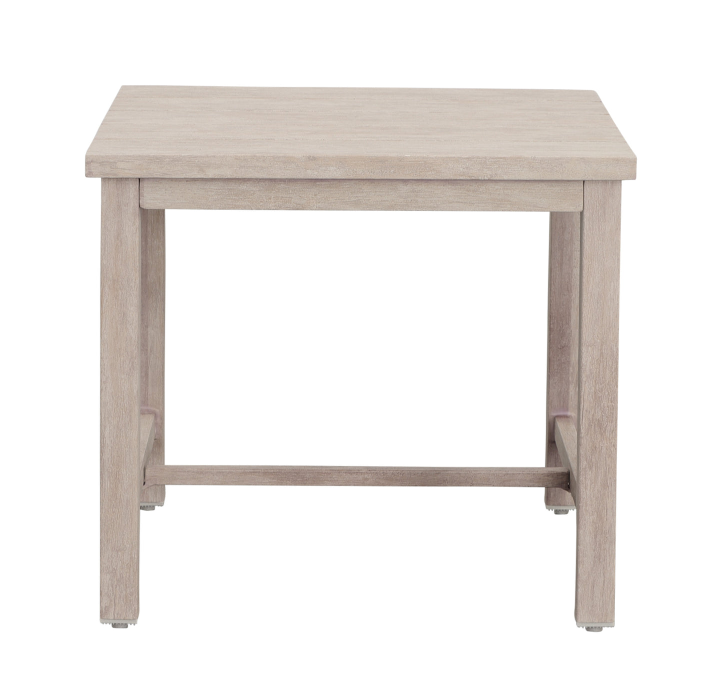 Durable Outdoor End Table - Solid Aluminum Construction, Whitewashed Birch Look - Natural Charm, Adjustable Levelers