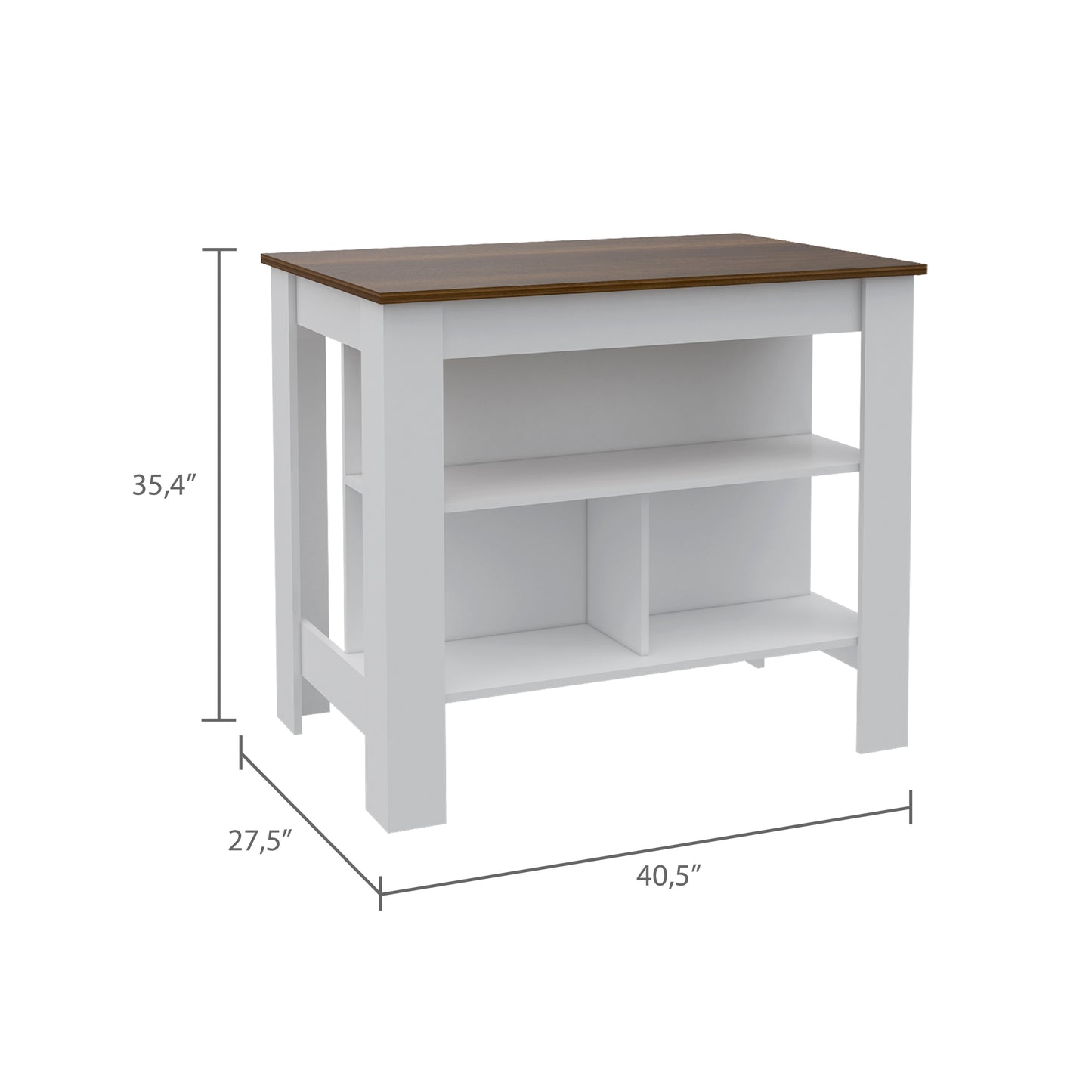 Rockaway 3-Shelf Kitchen Island White and Walnut