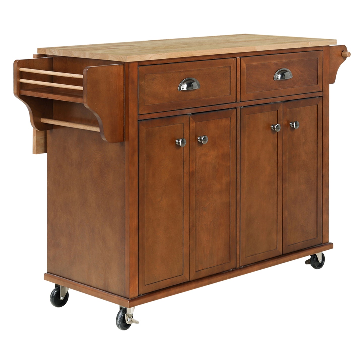 Cambridge Natural Wood Top Kitchen Island with Storage