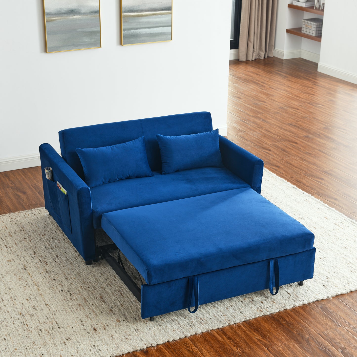 3-in-1 Versatile Velvet Convertible Sofa Bed