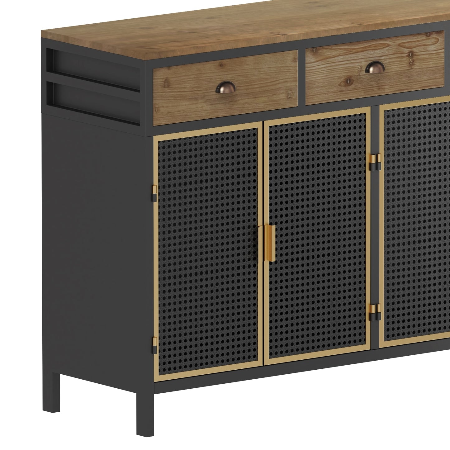 47.64" Wide 4 Doors Modern Sideboard with 3 Top Drawers