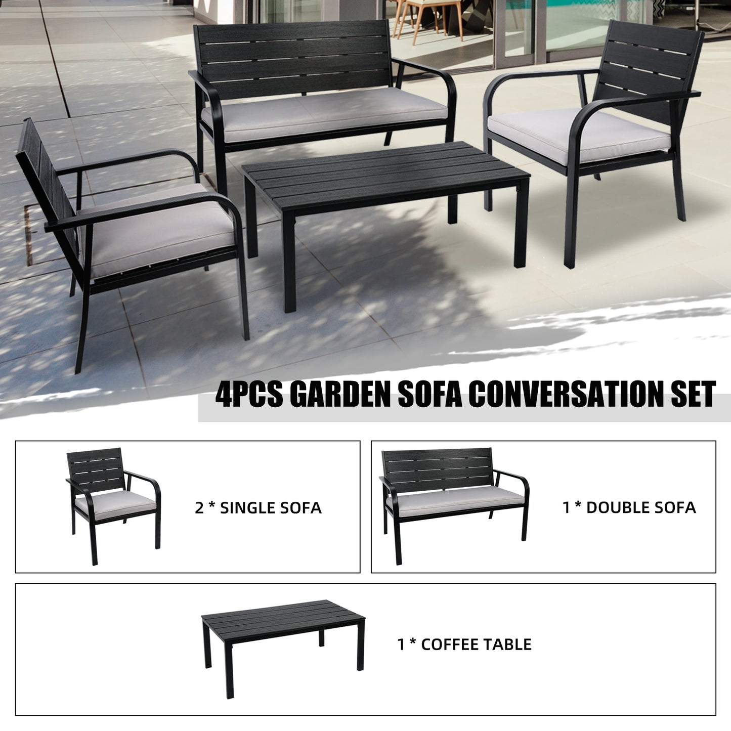 4 Pieces Patio Garden Sofa Set