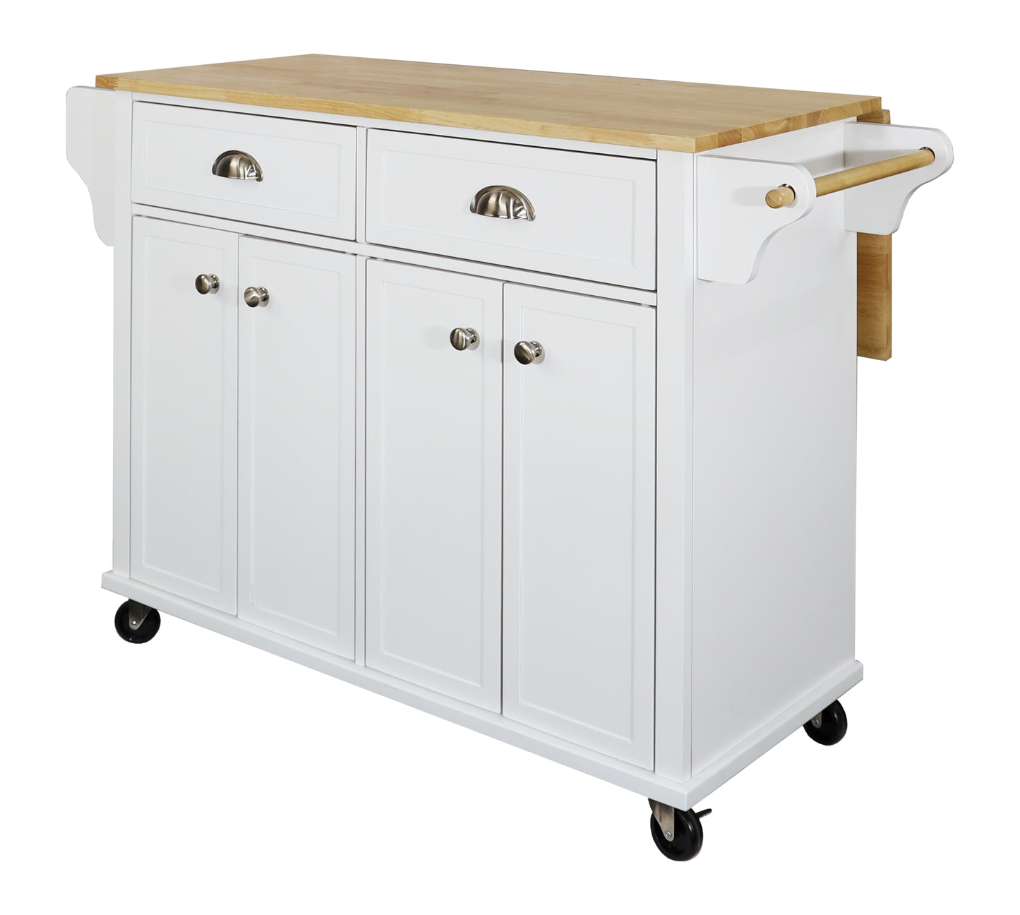 Cambridge Natural Wood Top Kitchen Island with Storage