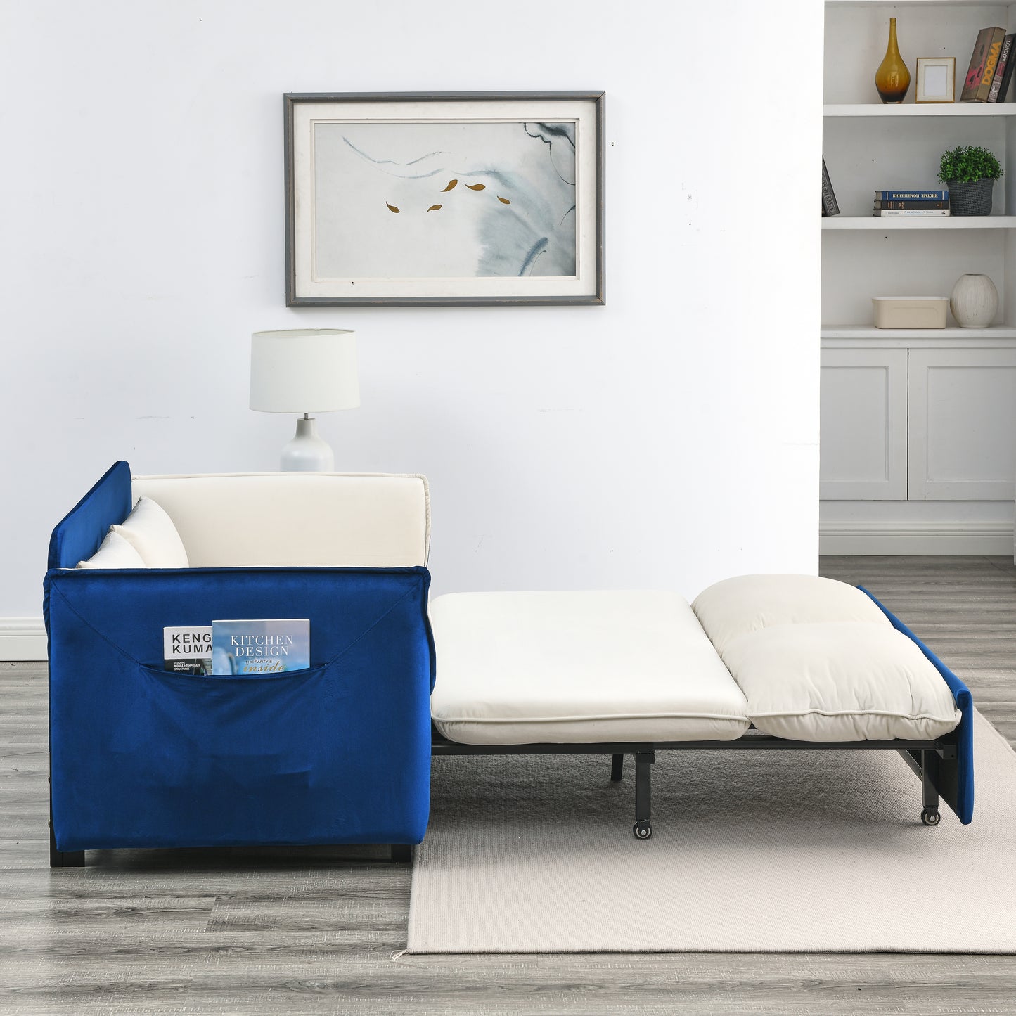 MH 57" Modern Convertible Sofa Bed with 2 Detachable Arm