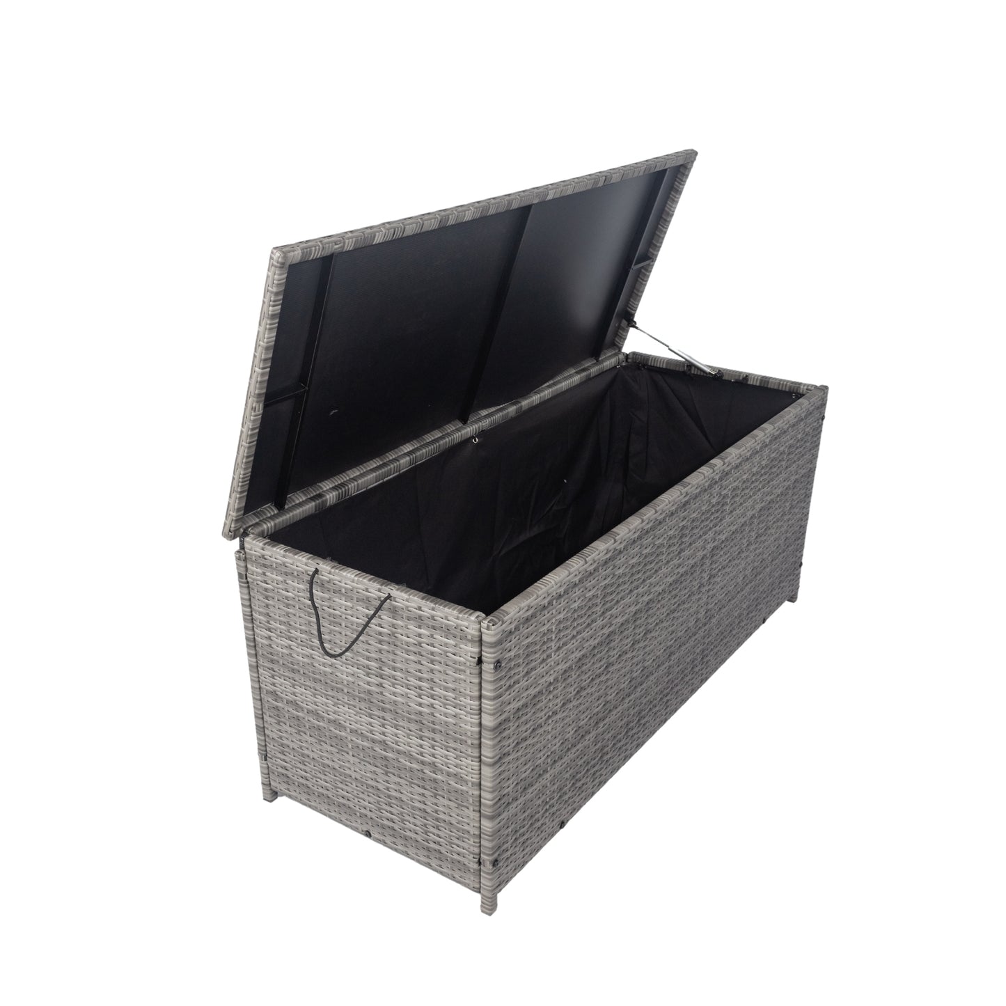 Outdoor Storage Box, 113 Gallon Wicker Patio Deck Boxes with Lid, Outdoor Cushion Storage Container Bin Chest for Kids Toys, Pillows, Towel Grey