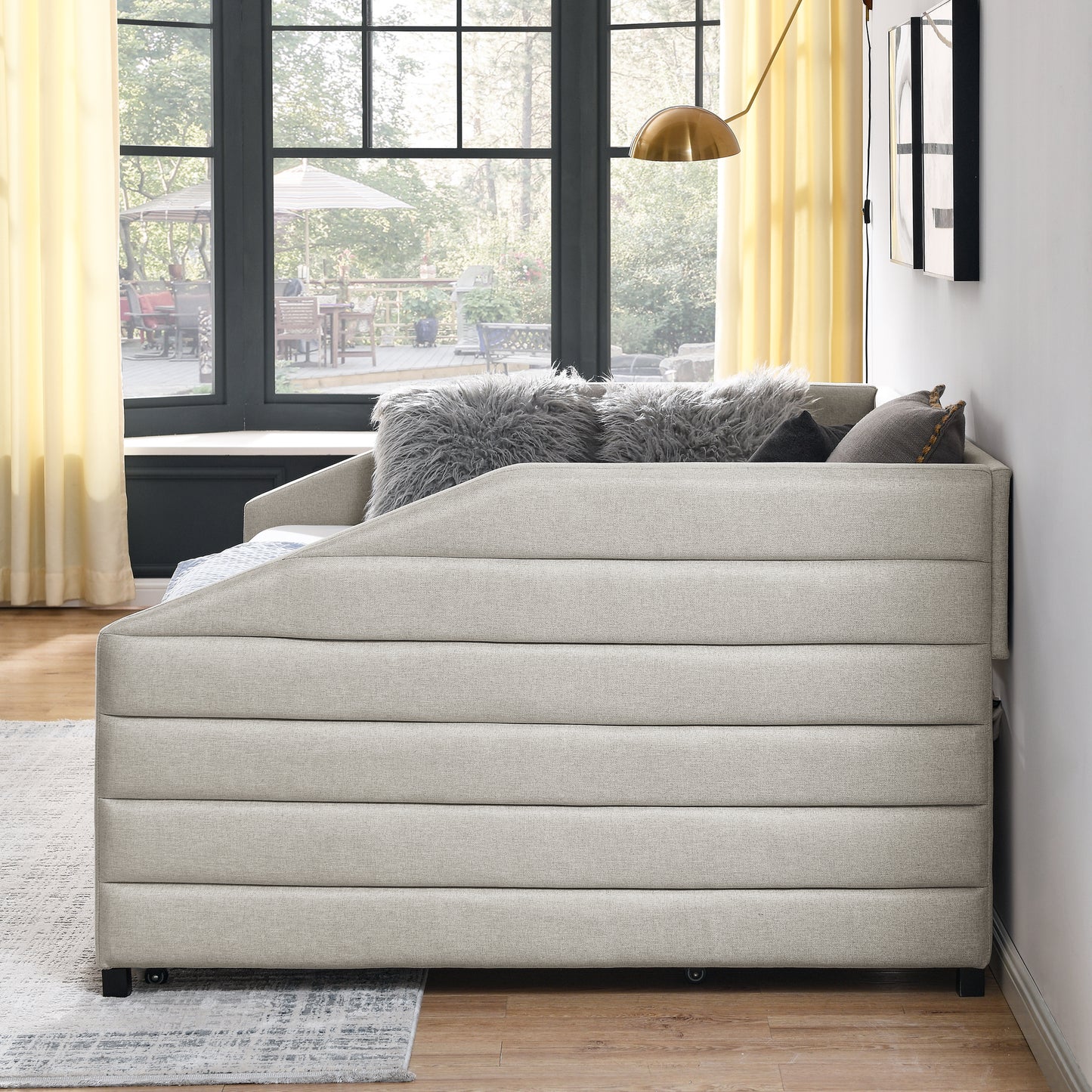 Daybed with Two Drawers Trundle Upholstered - Full