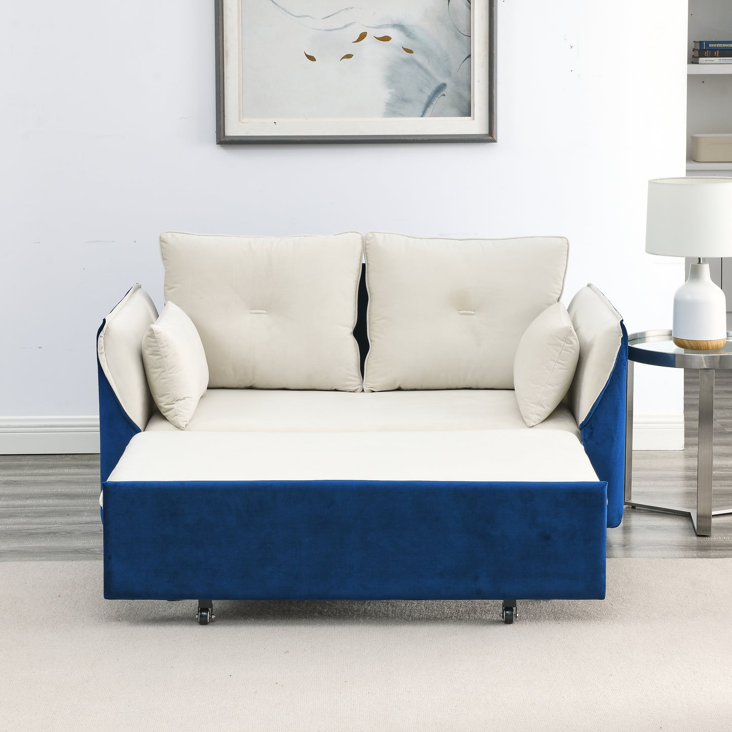 MH 57" Modern Convertible Sofa Bed with 2 Detachable Arm