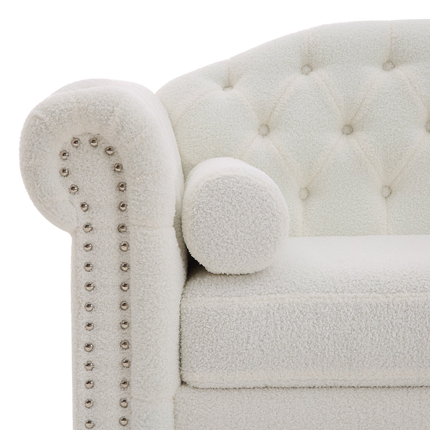 Classic Traditional Living Room Upholstered Sofa with high-tech Fabric Surface/ Chesterfield Tufted Fabric Sofa Couch, Large-White.