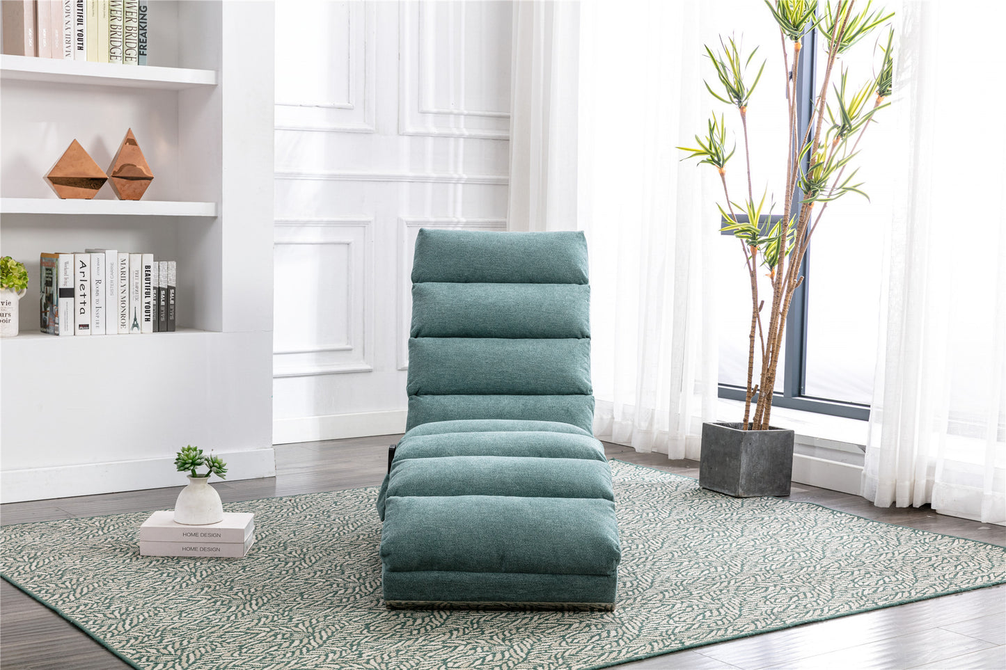 Linen Chaise Lounge Indoor Chair, teal