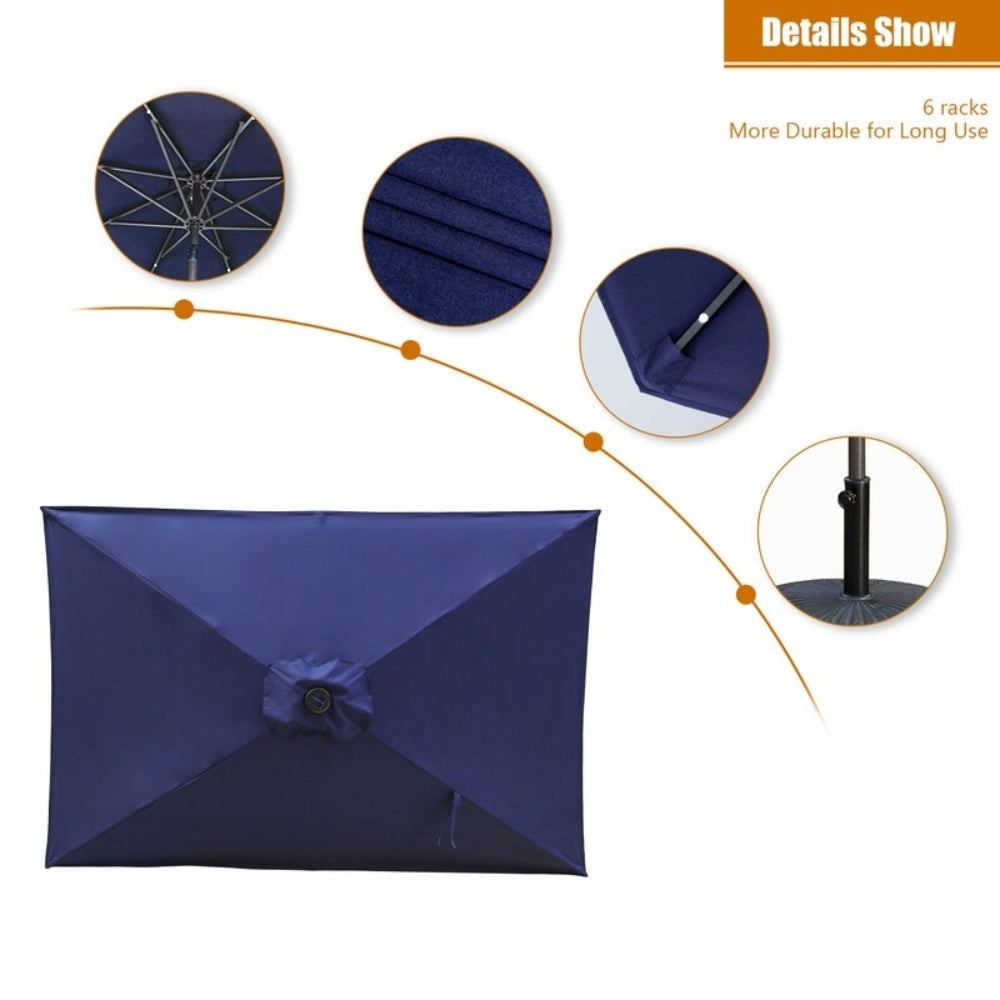 Navy Blue Outdoor Solar-Powered Umbrella