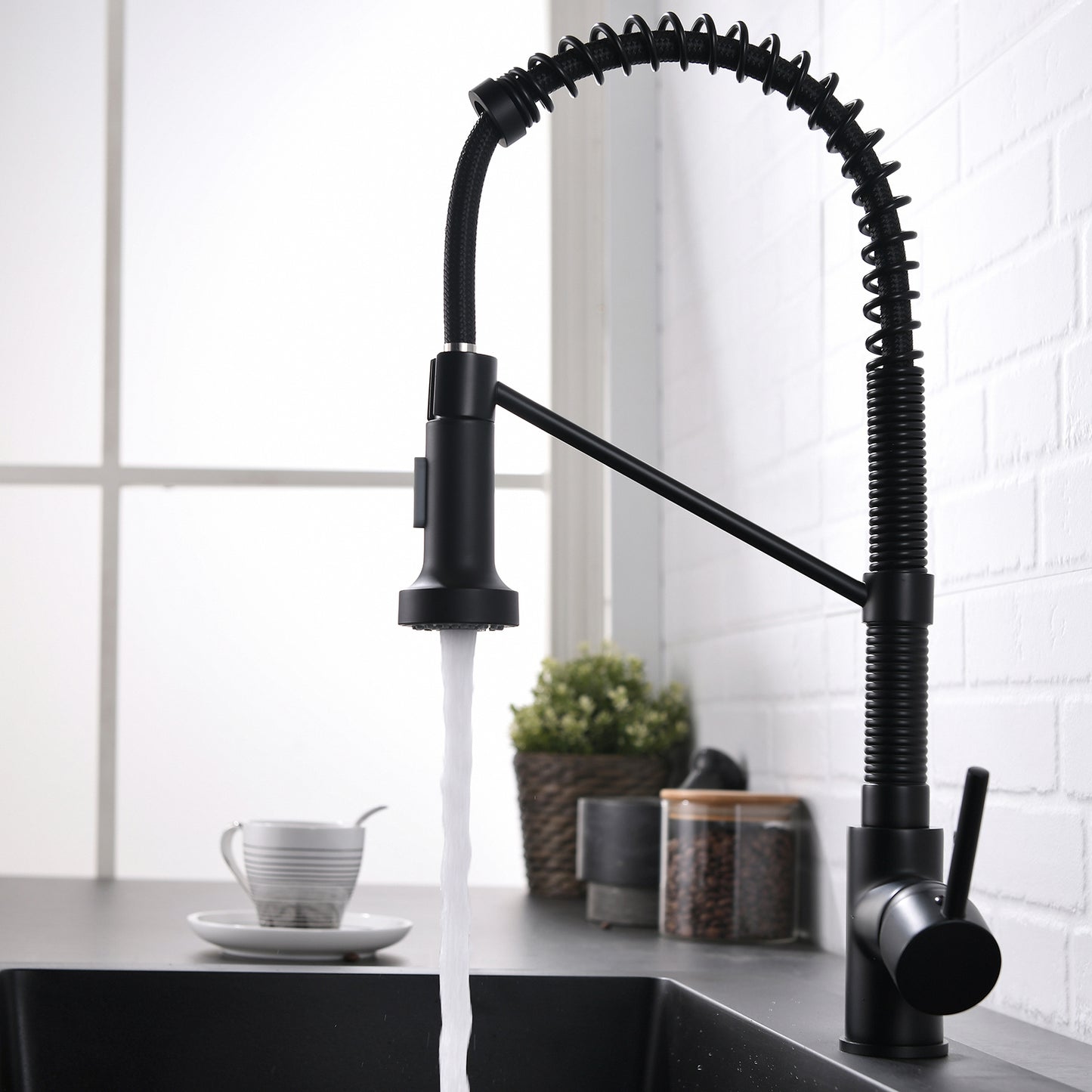 Kitchen Faucet with Pull Out Sprayer Brushed Nickel Stainless Steel Single Handle 
 Kitchen Sink Faucets