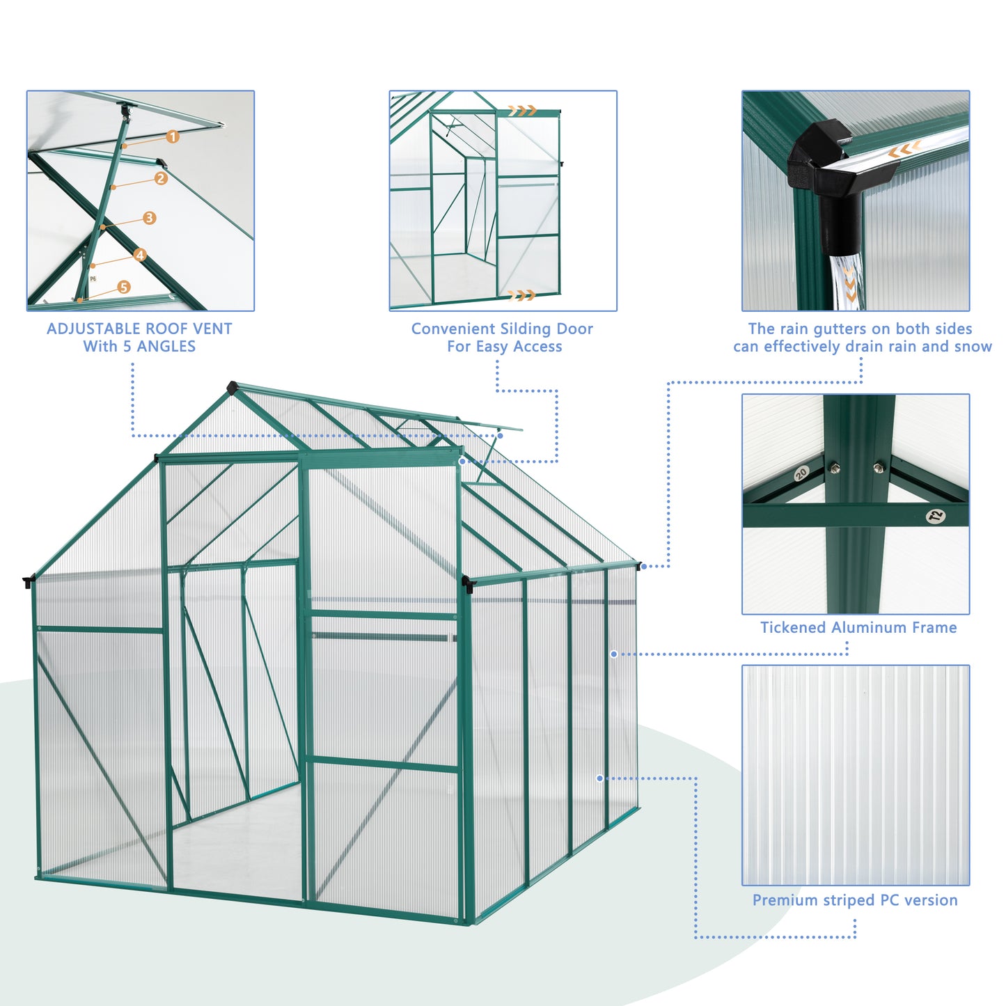 Green-6 x 8 FT Outdoor Patio Greenhouse