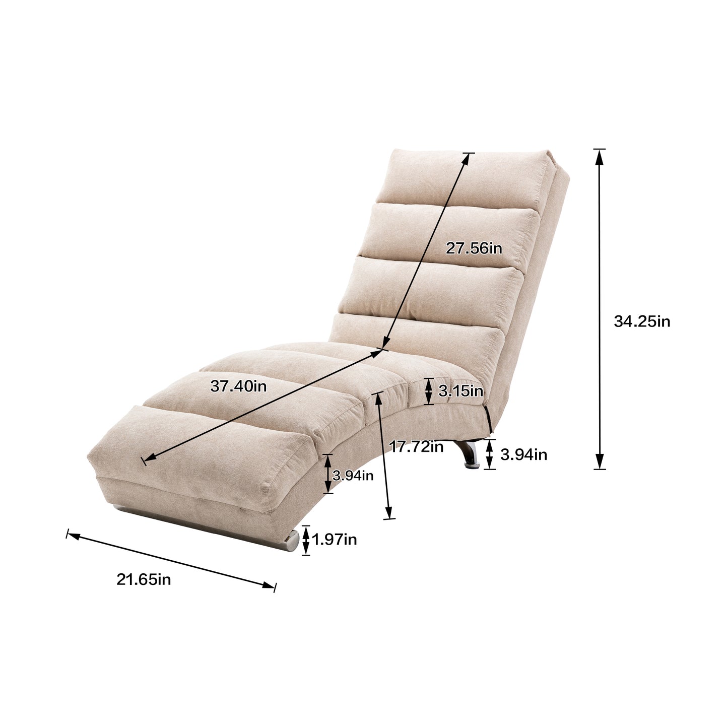 Linen Chaise Lounge Indoor Chair, beige