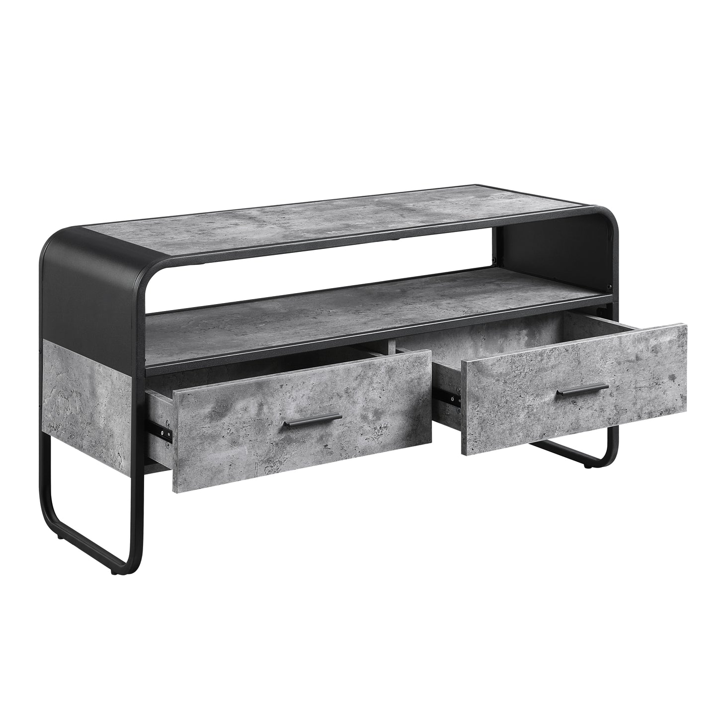 ACME Raziela TV Stand, Concrete Gray & Black Finish