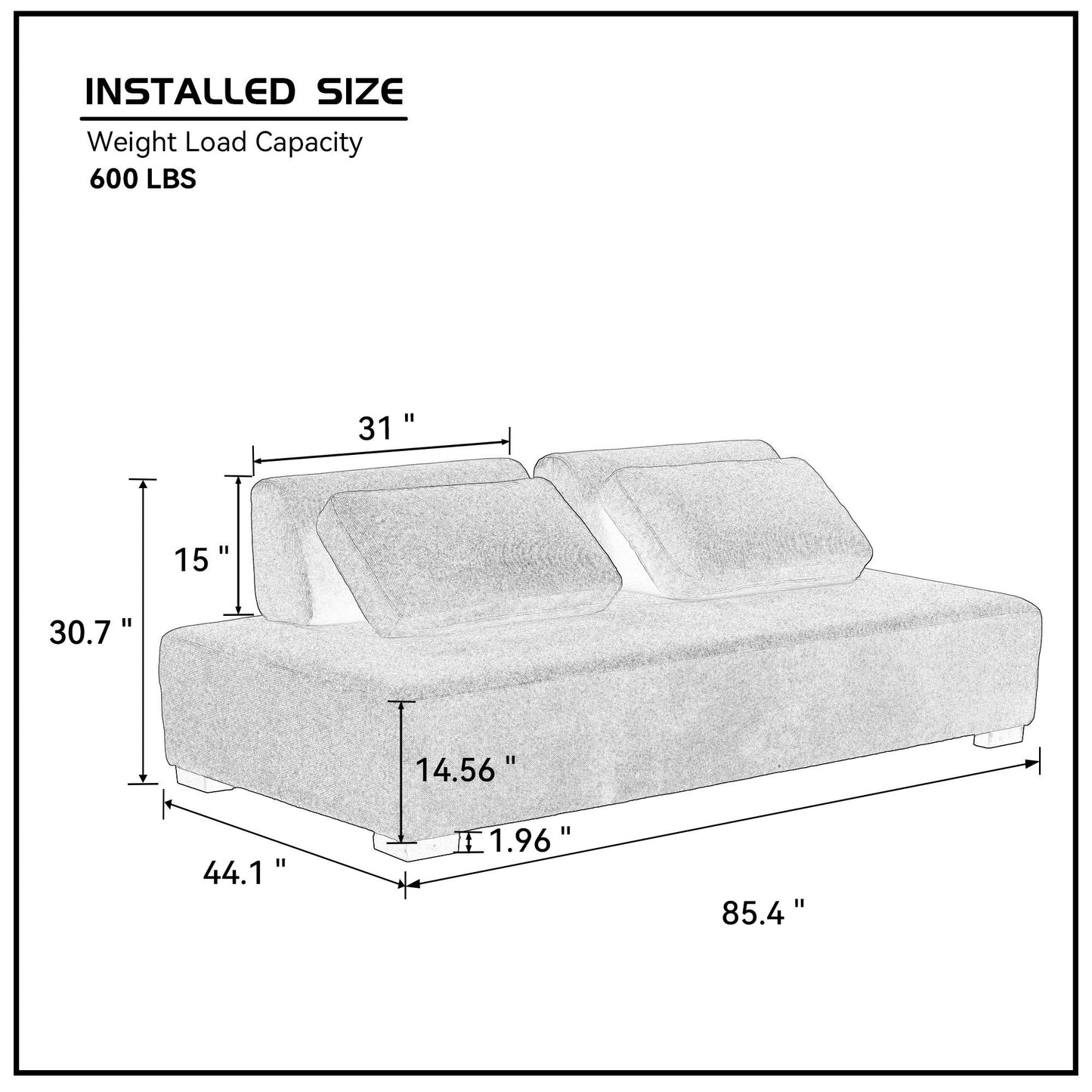 85.4'' Minimalist Sofa 3-Seater Couch for Apartment, Business Lounge, Waiting Area, Hotel Lobby - Grey