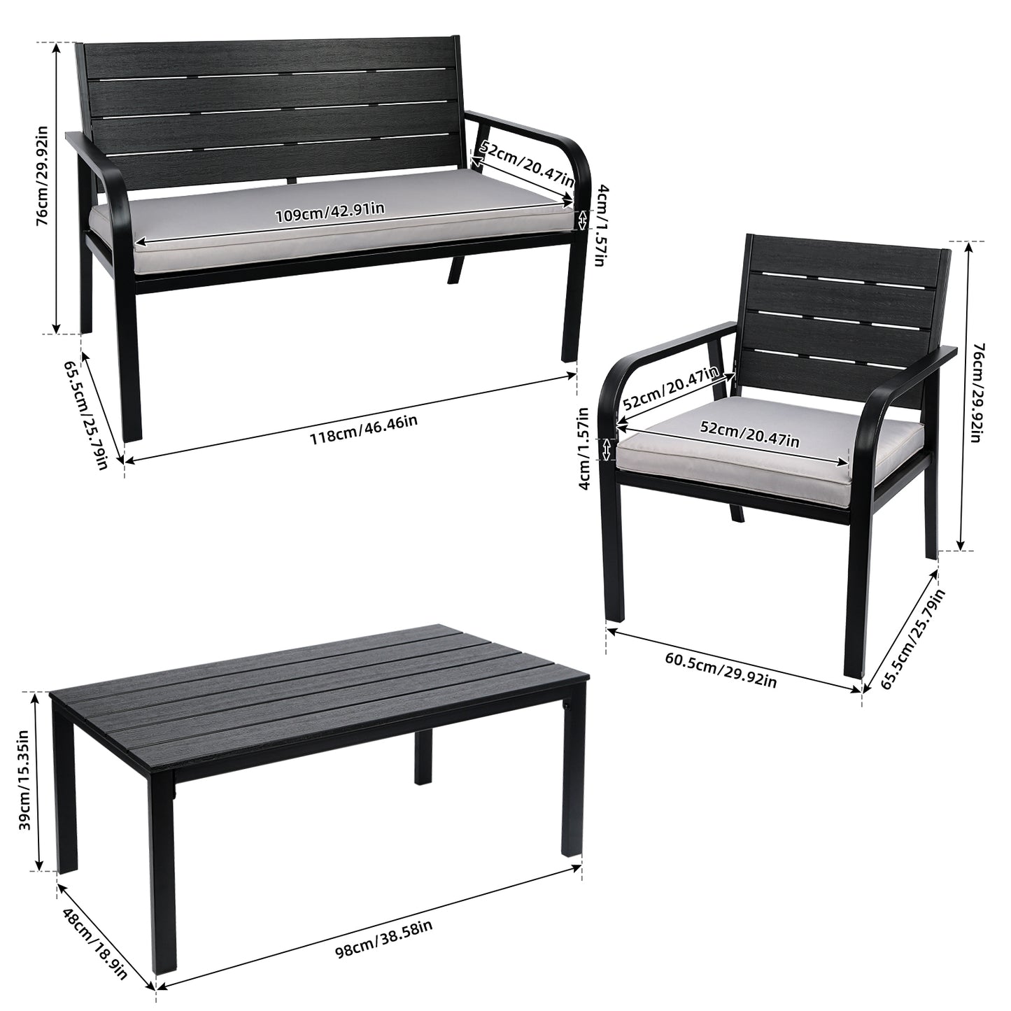 4 Pieces Patio Garden Sofa Set