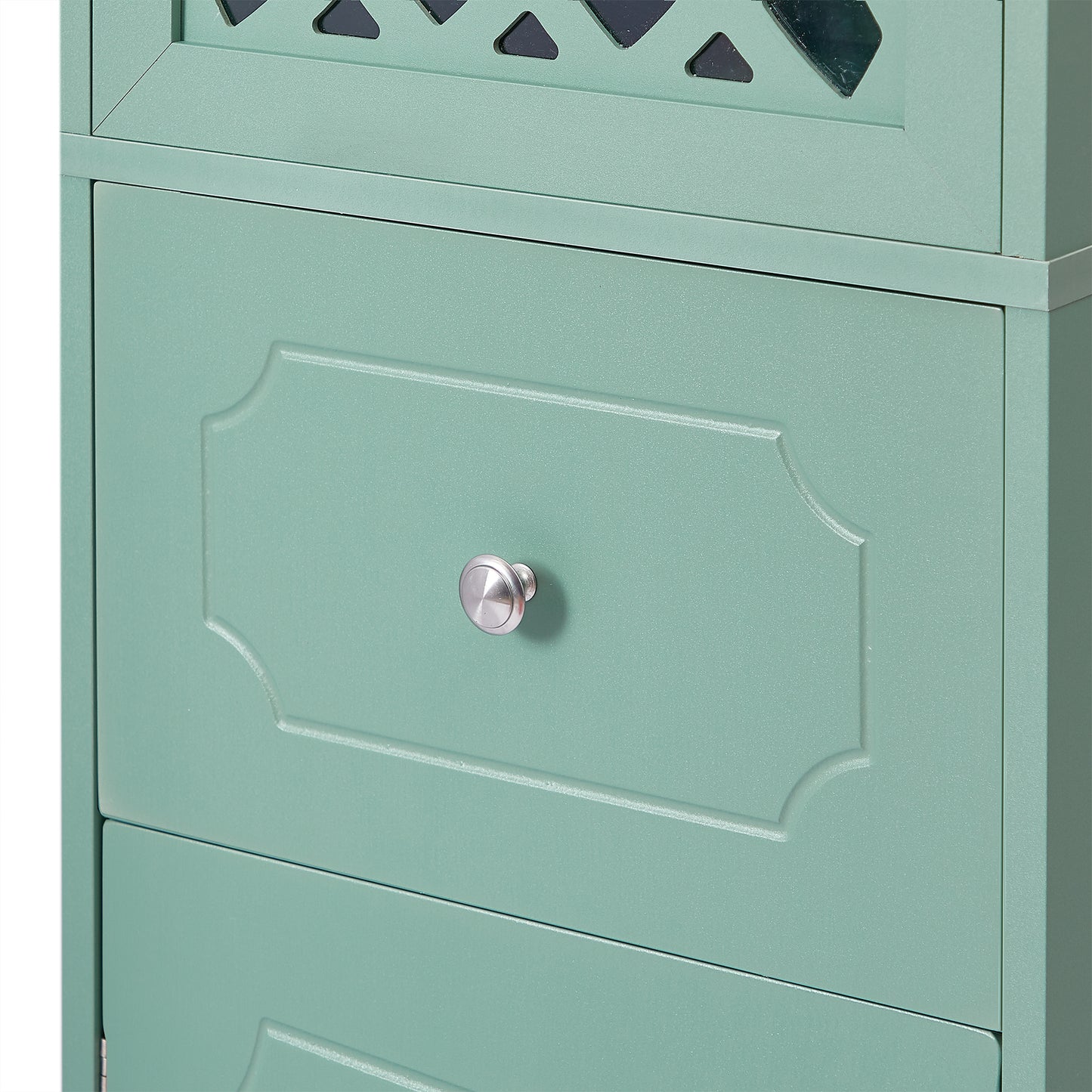 Tall Bathroom Cabinet, Freestanding Storage Cabinet with Drawer and Doors, MDF Board, Acrylic Door, Adjustable Shelf, Green