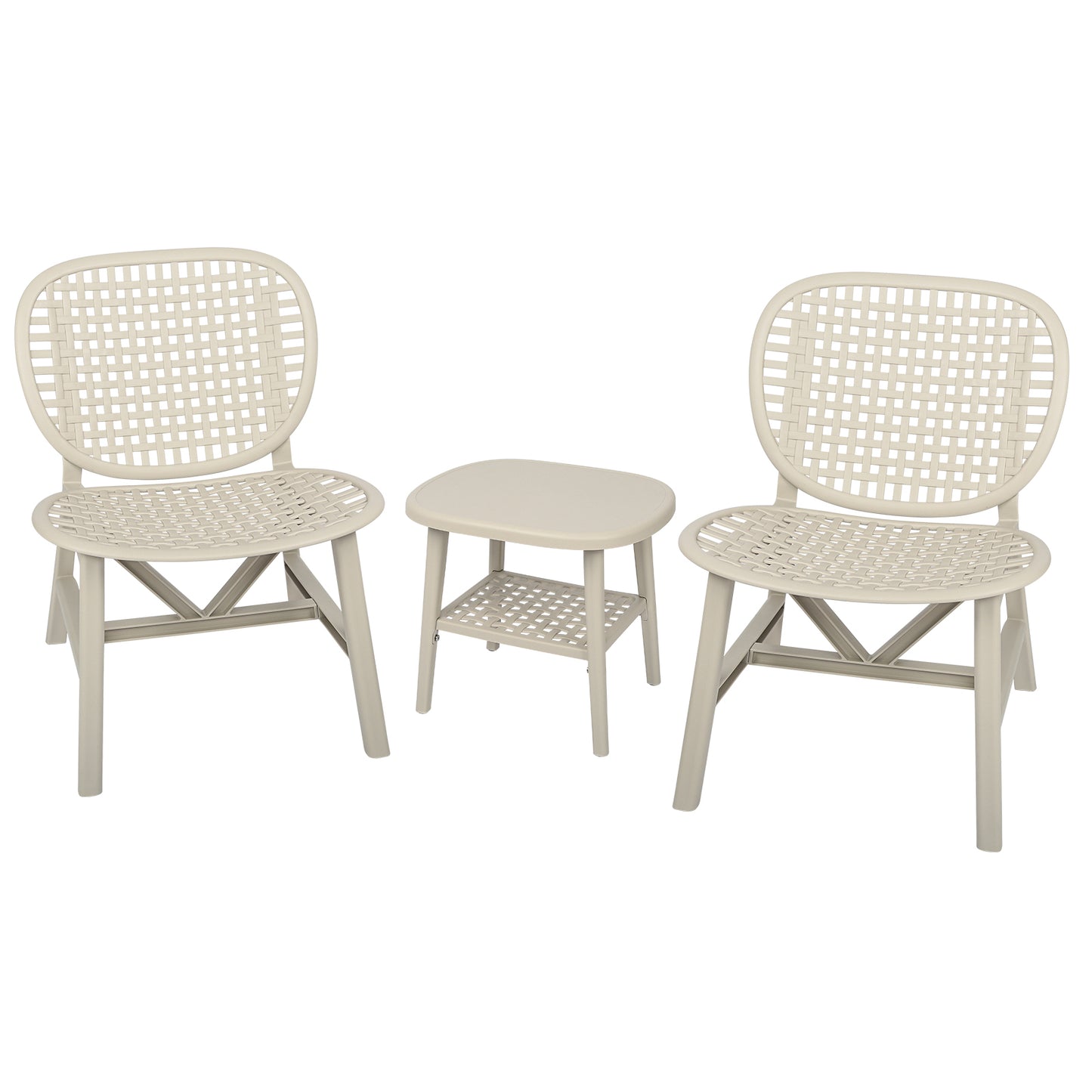 3pcs Hollow Design Retro Patio Table Chair Set for Balcony