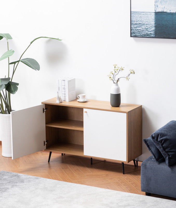 Carlotta Light Brown and White Storage Console Cabinet Table