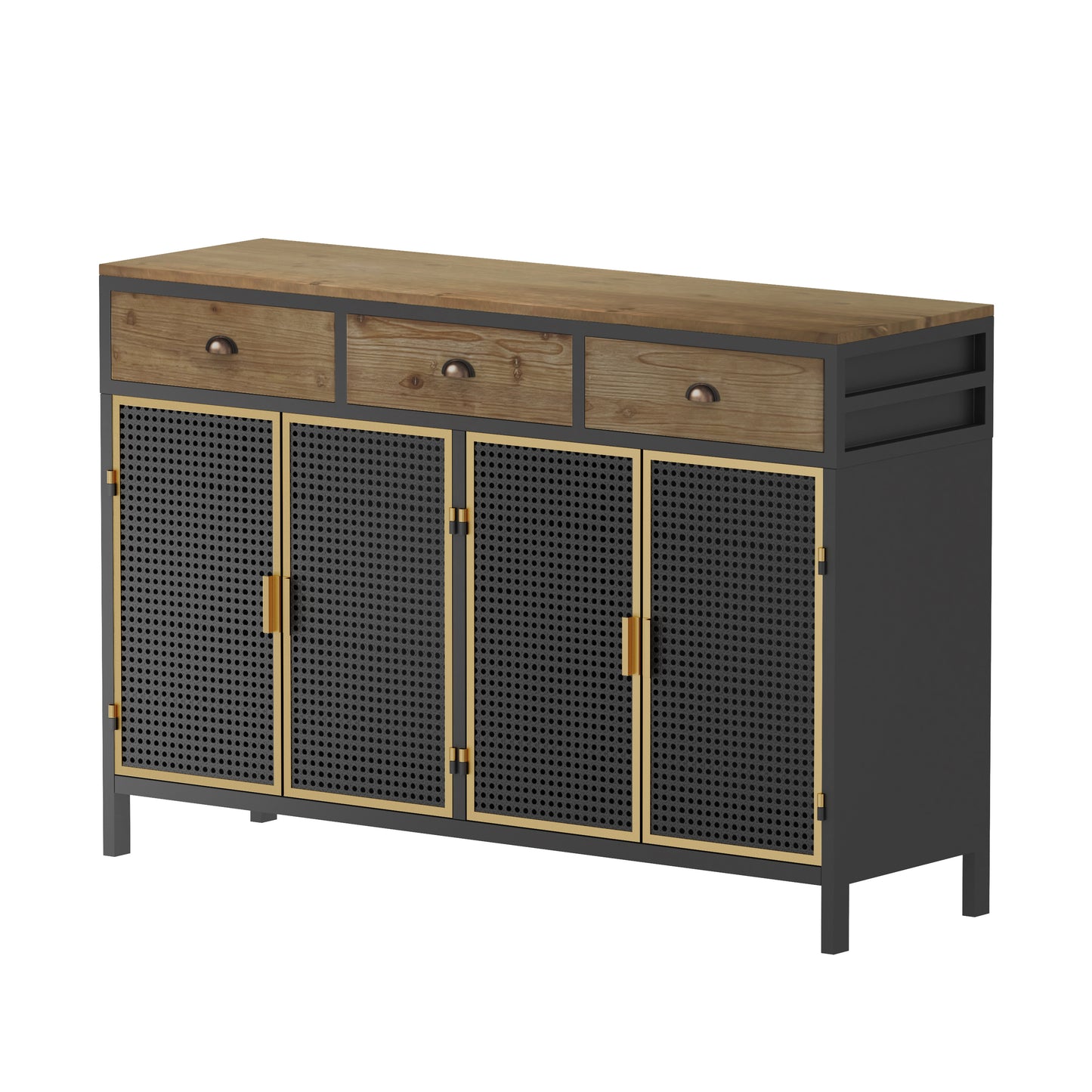 47.64" Wide 4 Doors Modern Sideboard with 3 Top Drawers