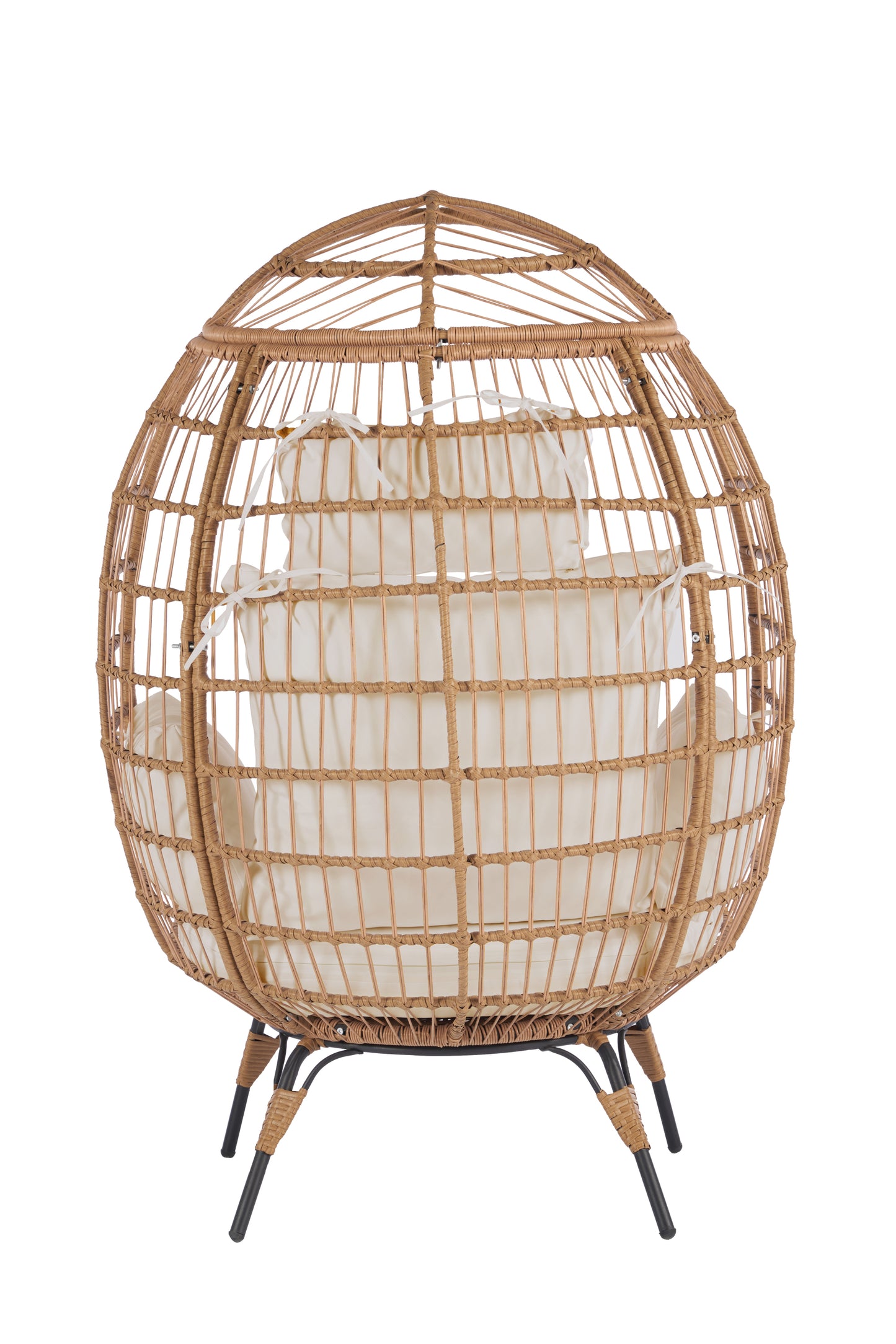 Wicker Egg Chair, Oversized Indoor Outdoor Lounger - Beige