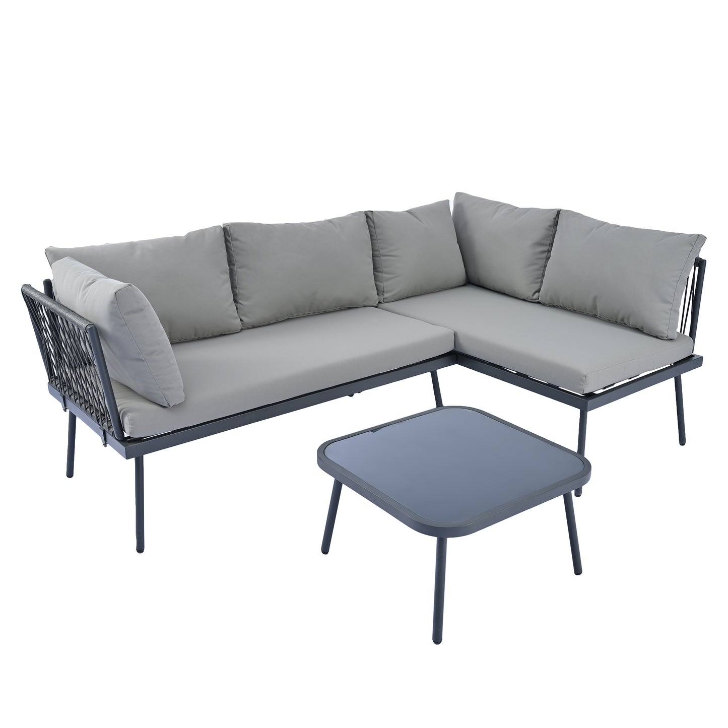 TOPMAX Modern Outdoor 3-Piece PE Rattan Sofa Set