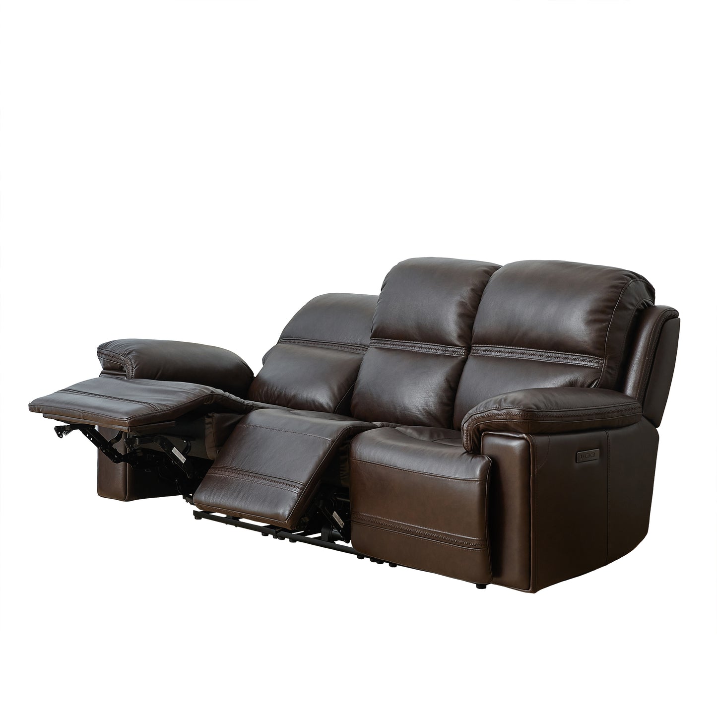 Timo Top Grain Leather Power Reclining Sofa | Adjustable Headrest | Cross Stitching | All Seat With Dual Power