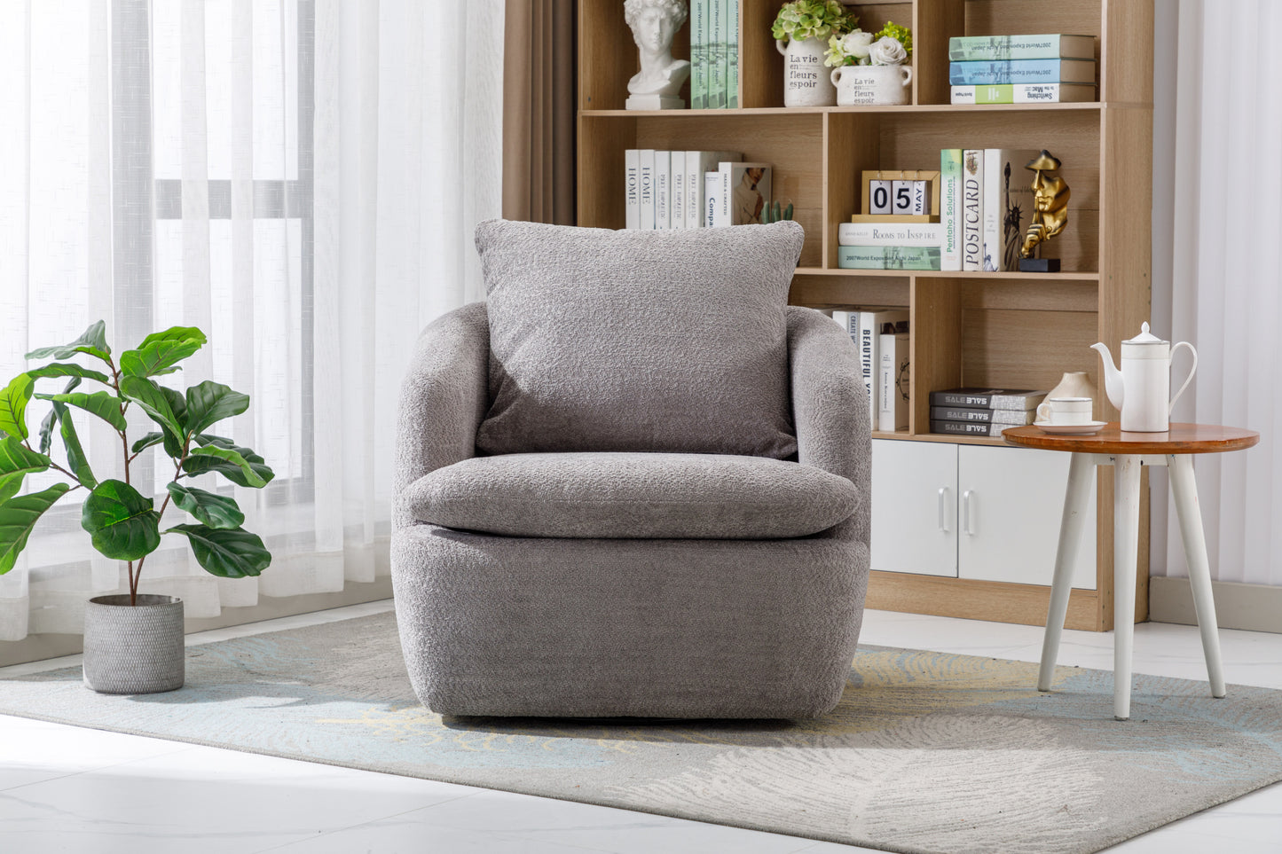 Swivel Barrel Chair, gray