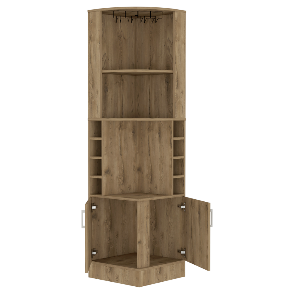 Double Door Bar Cabinet - Dark Brown Finish