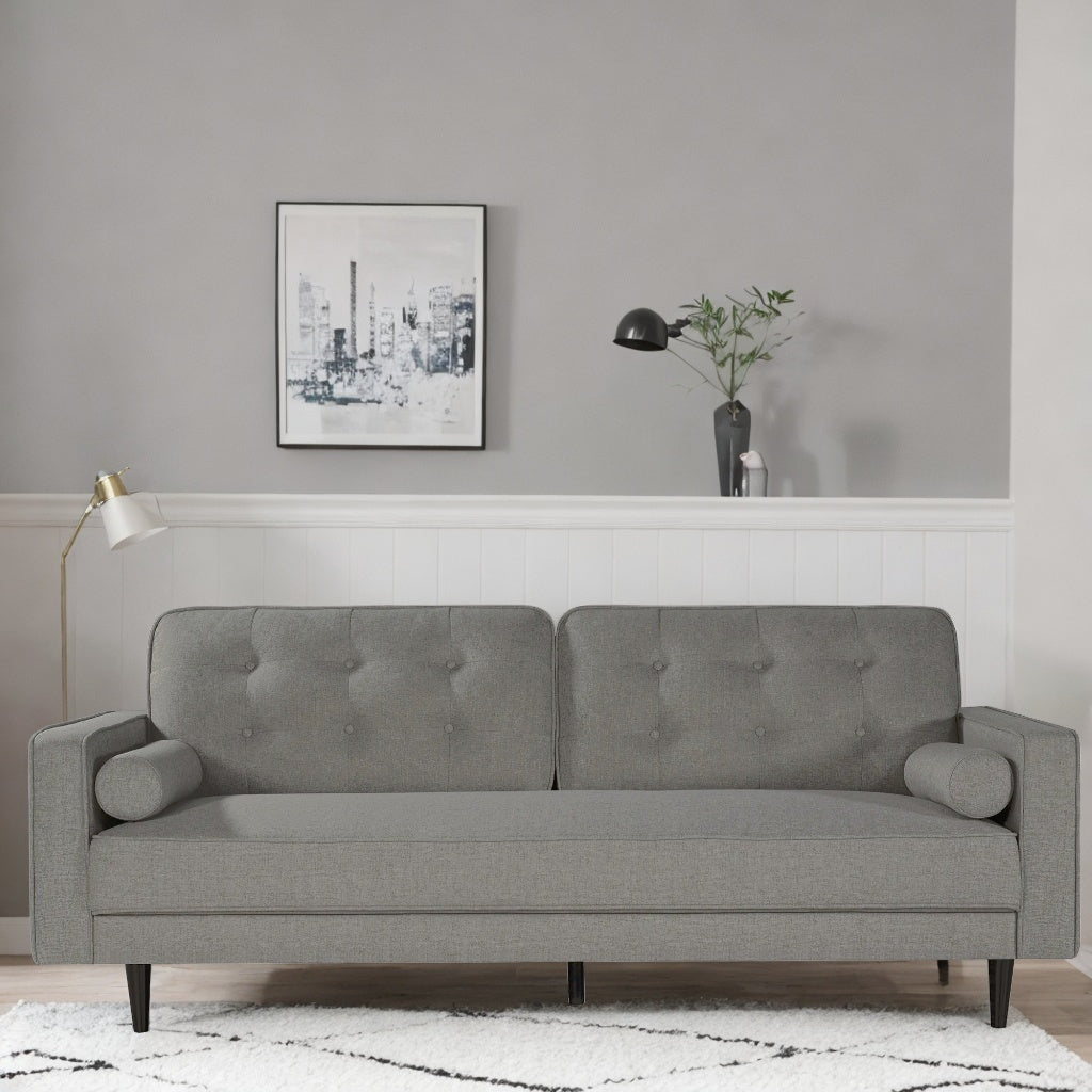 80" Wide Upholstered Sofa with Modern Fabric Sofa and Square Armrest