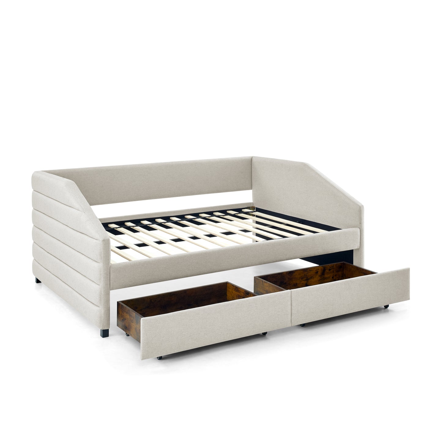 Daybed with Two Drawers Trundle Upholstered - Full