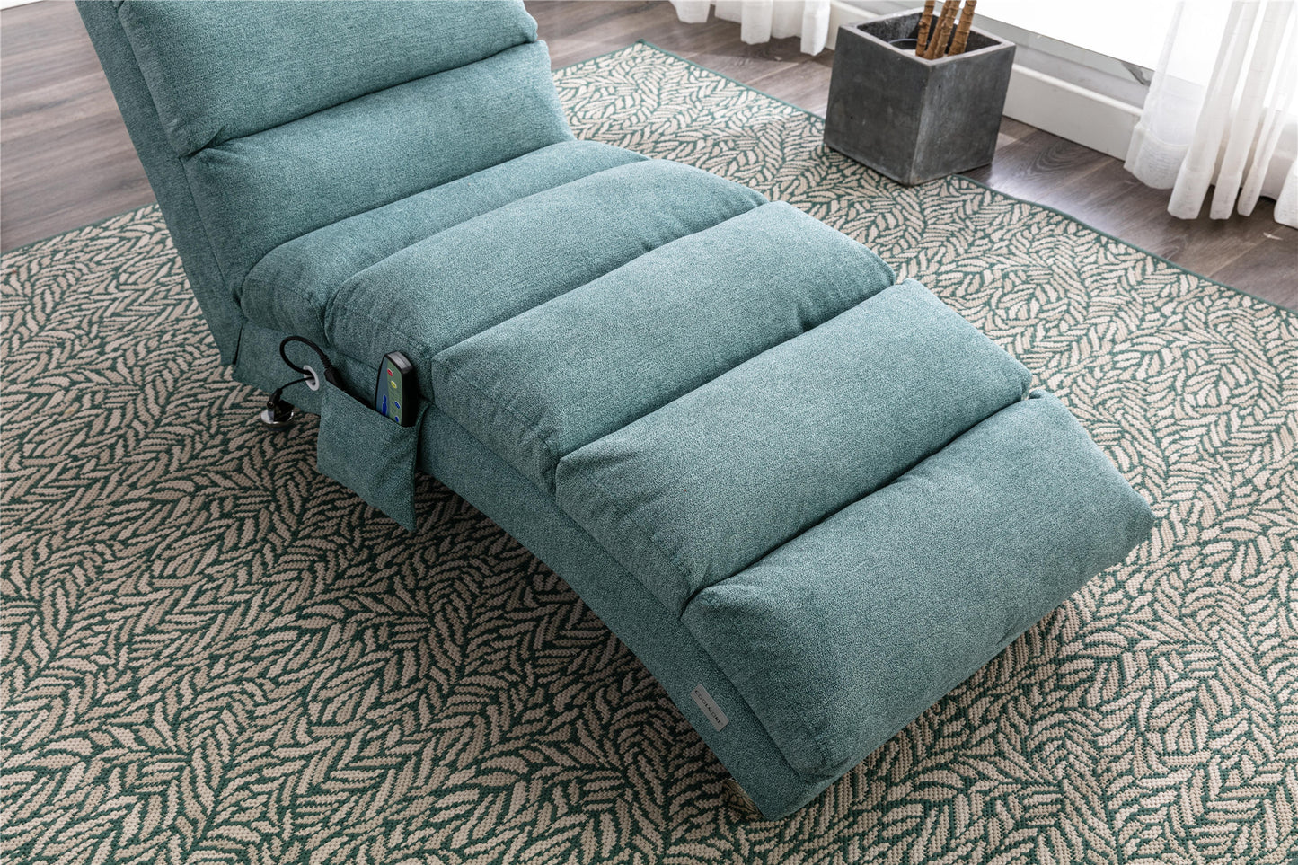 Linen Chaise Lounge Indoor Chair, teal