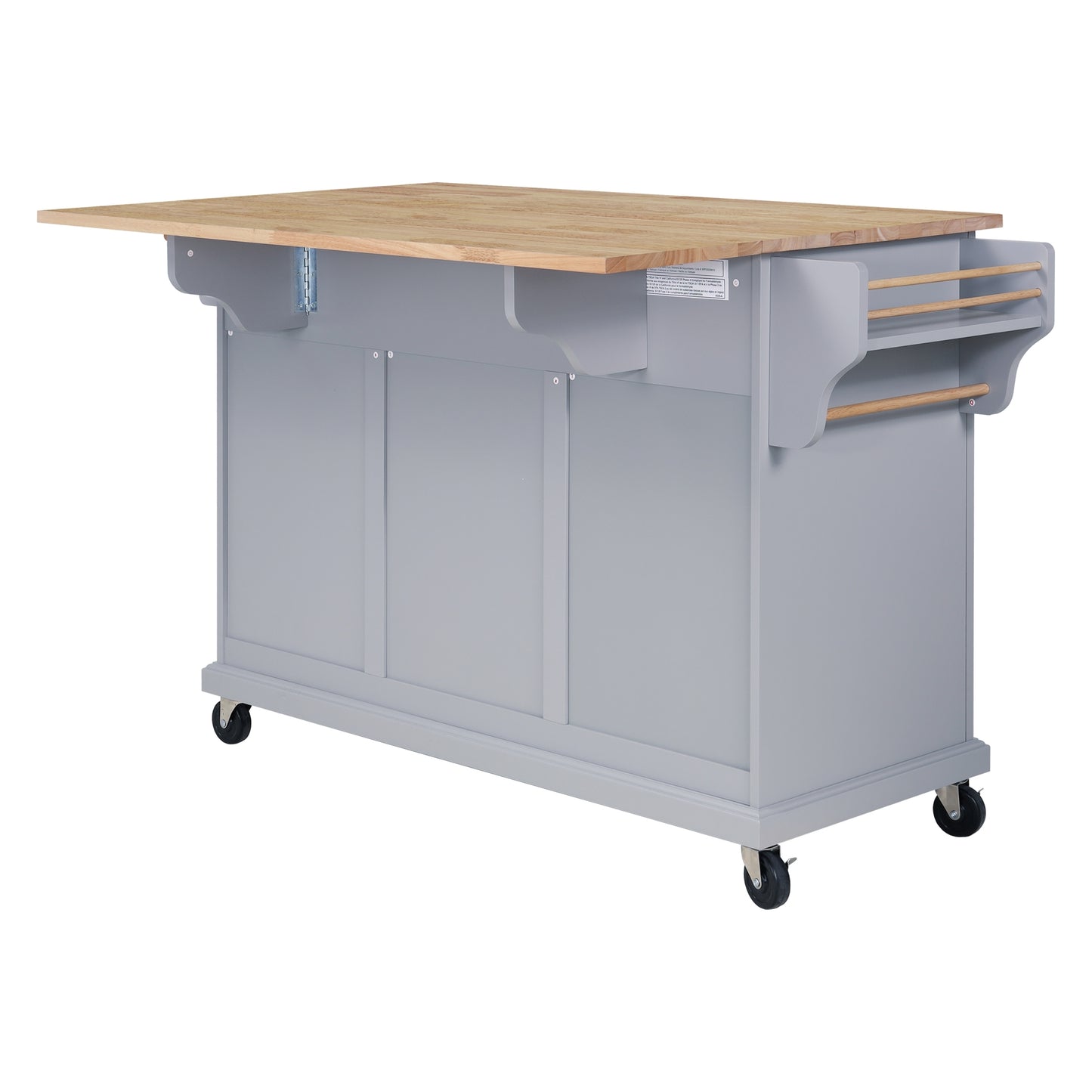 Cambridge Natural Wood Top Kitchen Island with Storage