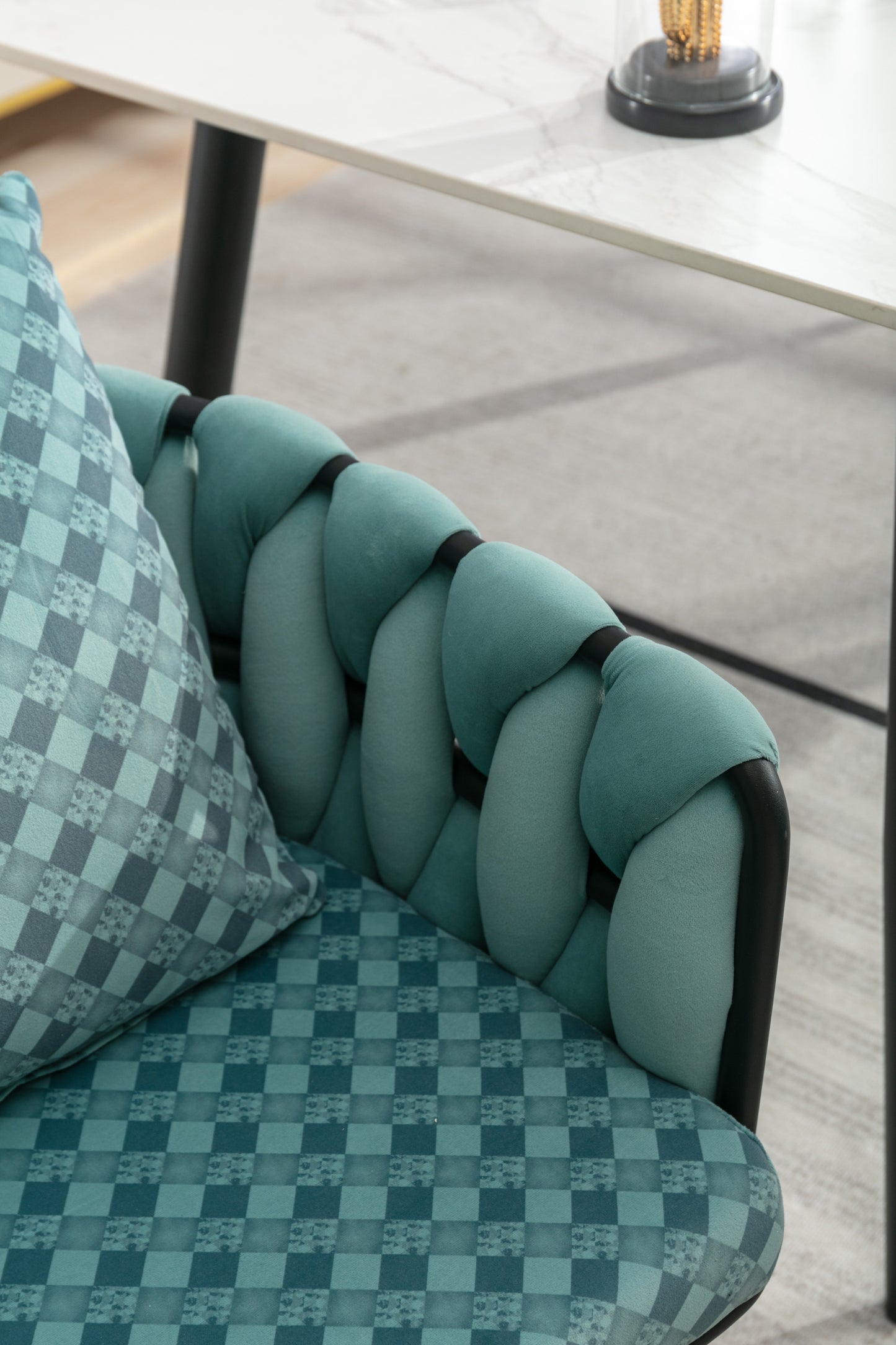 Teal Handwoven Accent Chairs: Set of 2