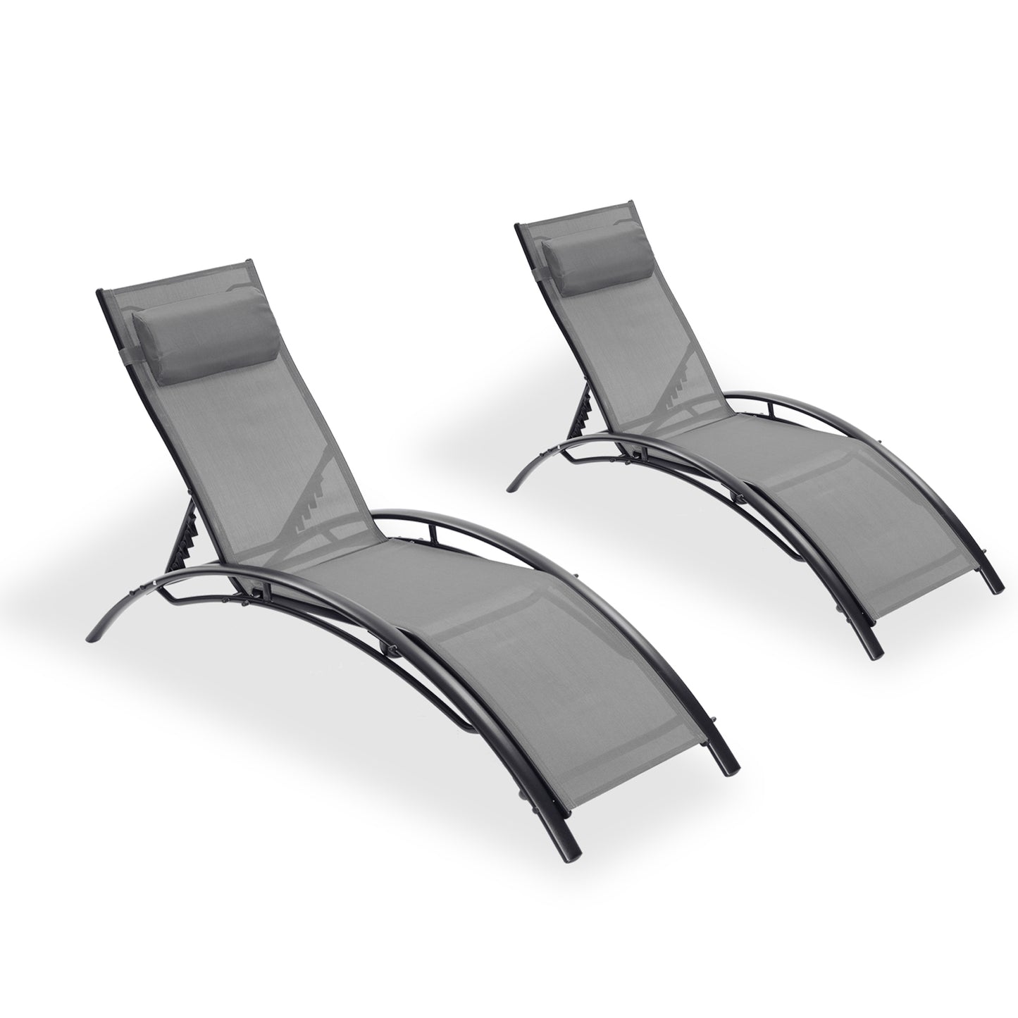 2 PCS Set Chaise Lounge Outdoor Recliner Chair For Patio Lawn