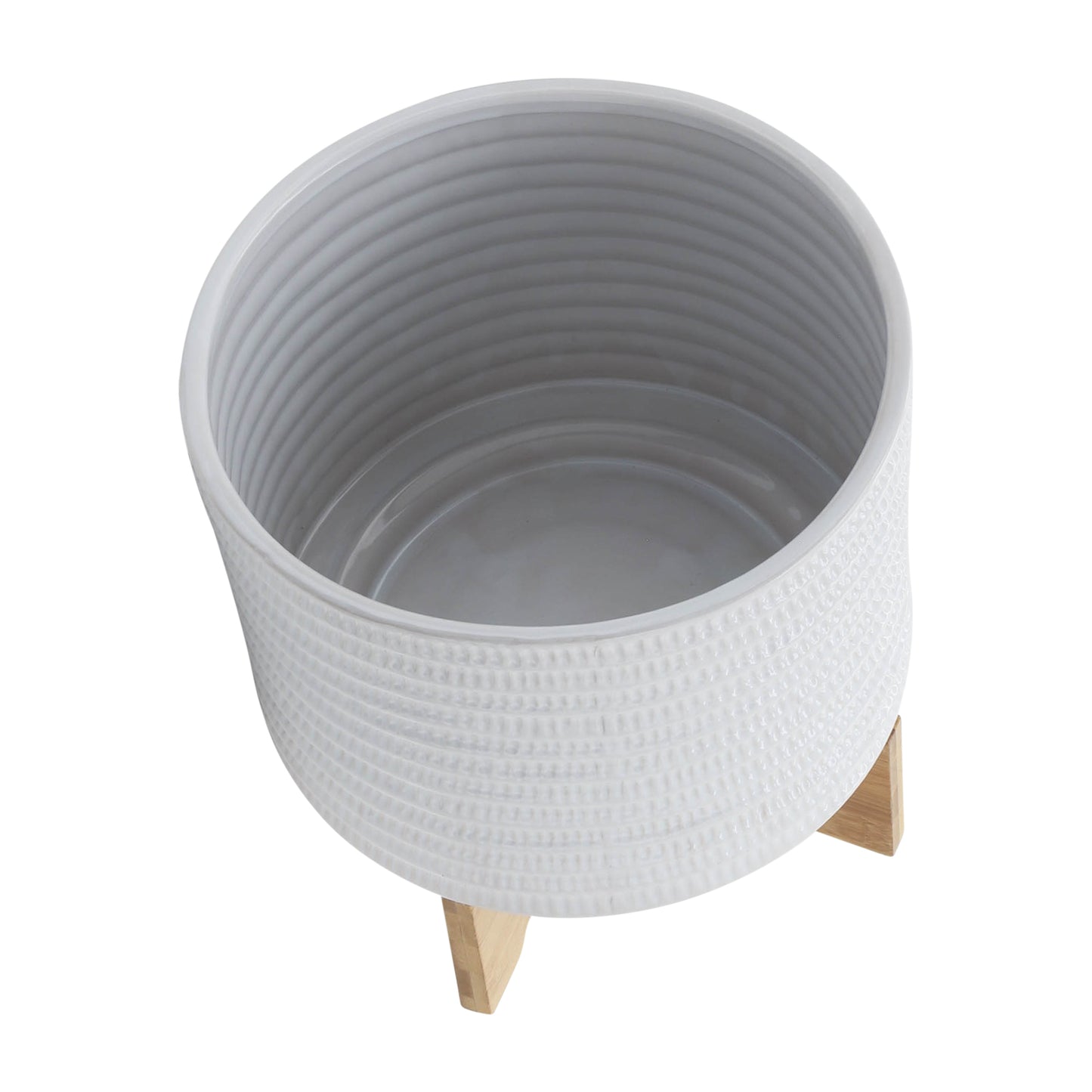 10" Textured Planter with Stand - White