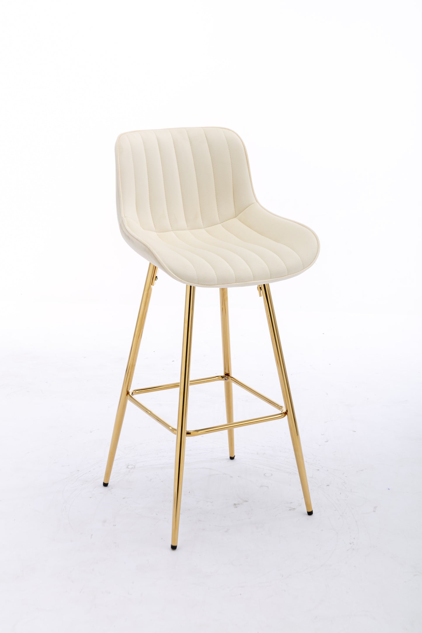 26 " Set of 2 Bar Stools with Chrome Footrest - Cream