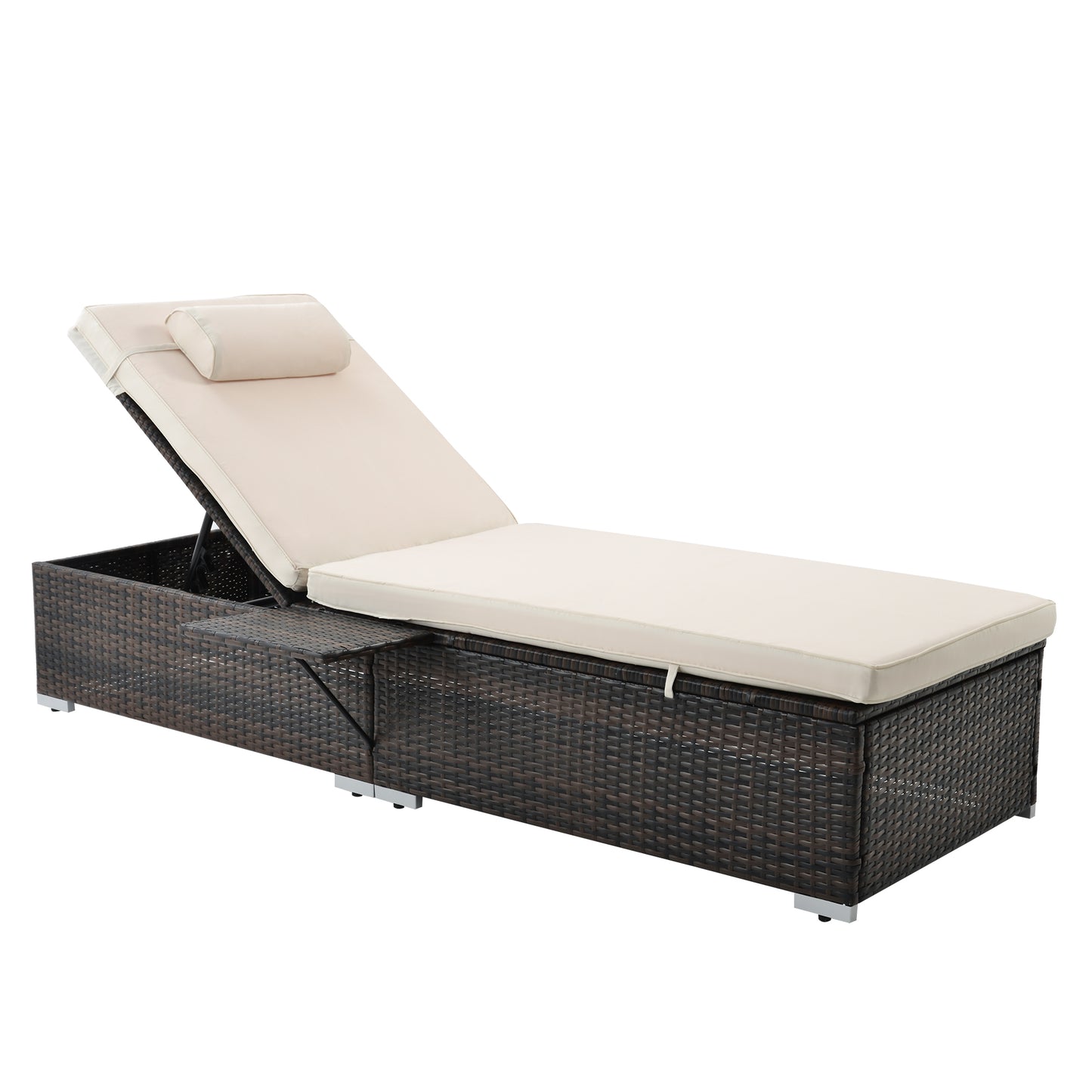 SAME AS W213S00037 :Outdoor PE Wicker Chaise Lounge - 2 Piece patio lounge chair; chase longue; lazy boy recliner; outdoor lounge chairs set of 2;beach chairs; recliner chair with side table