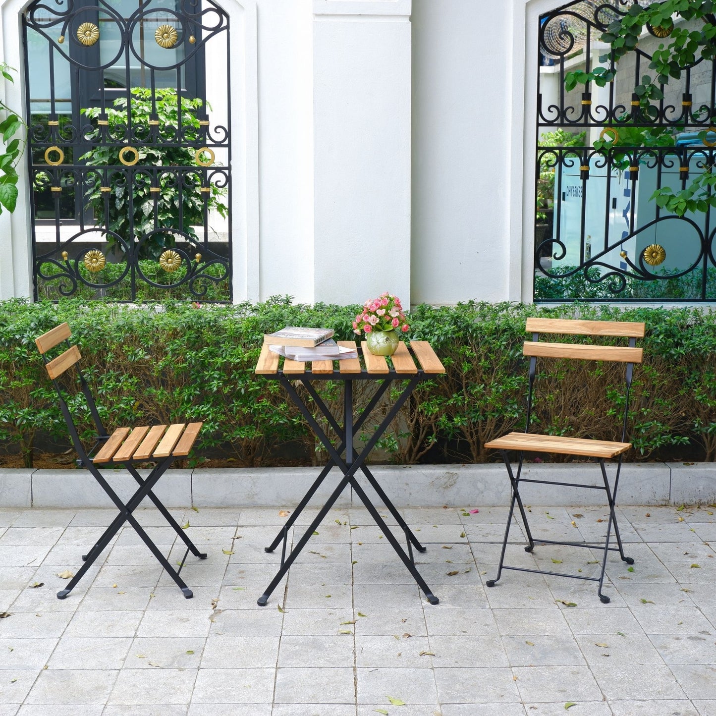 Solid Teak Wood Patio Bistro 3 Piece Set