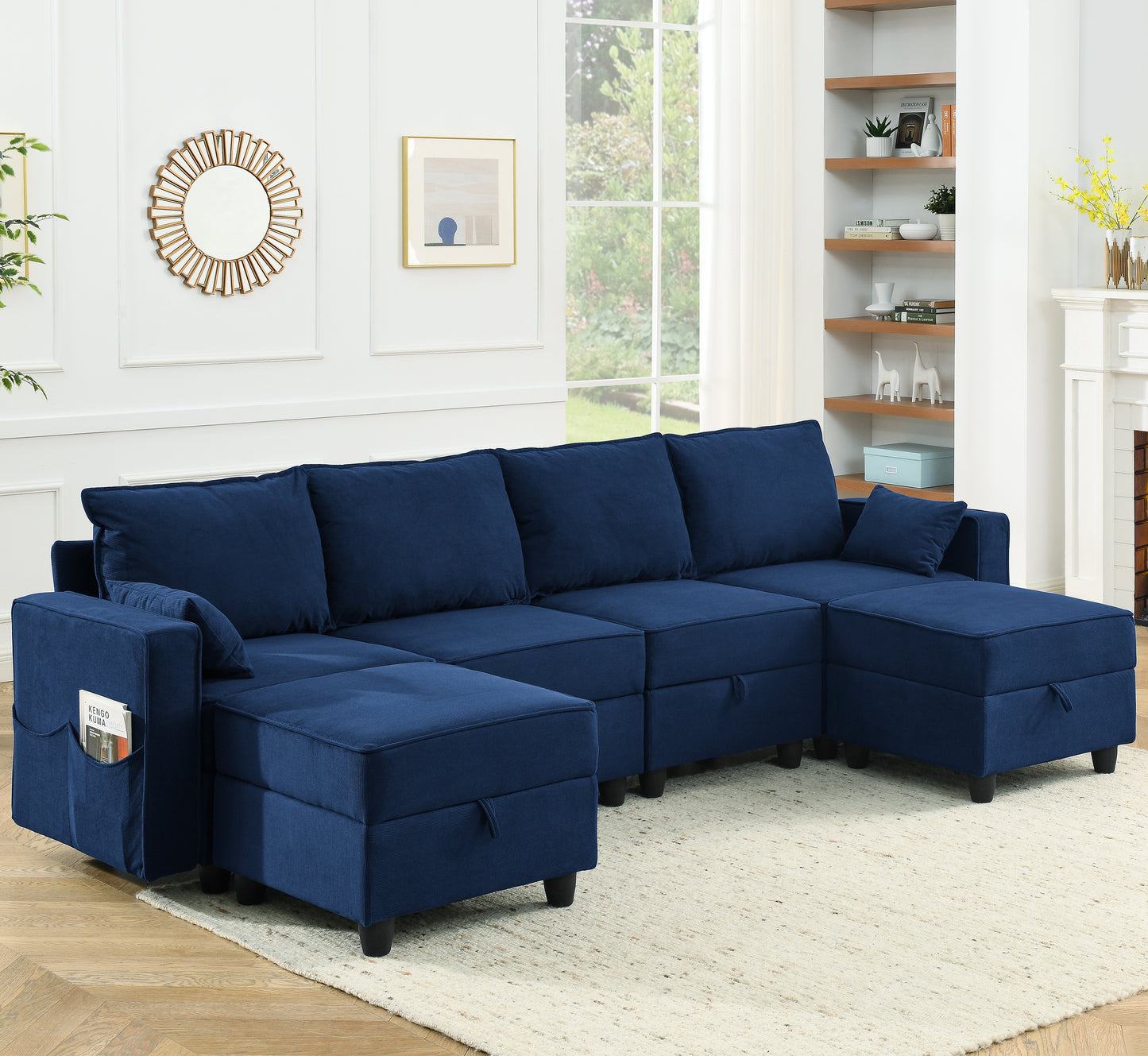 6 Storage Seat Convertible Sectional Modular Sofa Couch