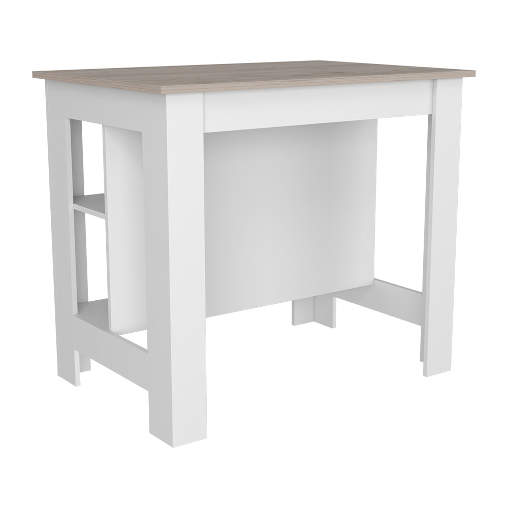 Kitchen Island Antibacterial Dozza, Three Shelves, Light Gray / White Finish