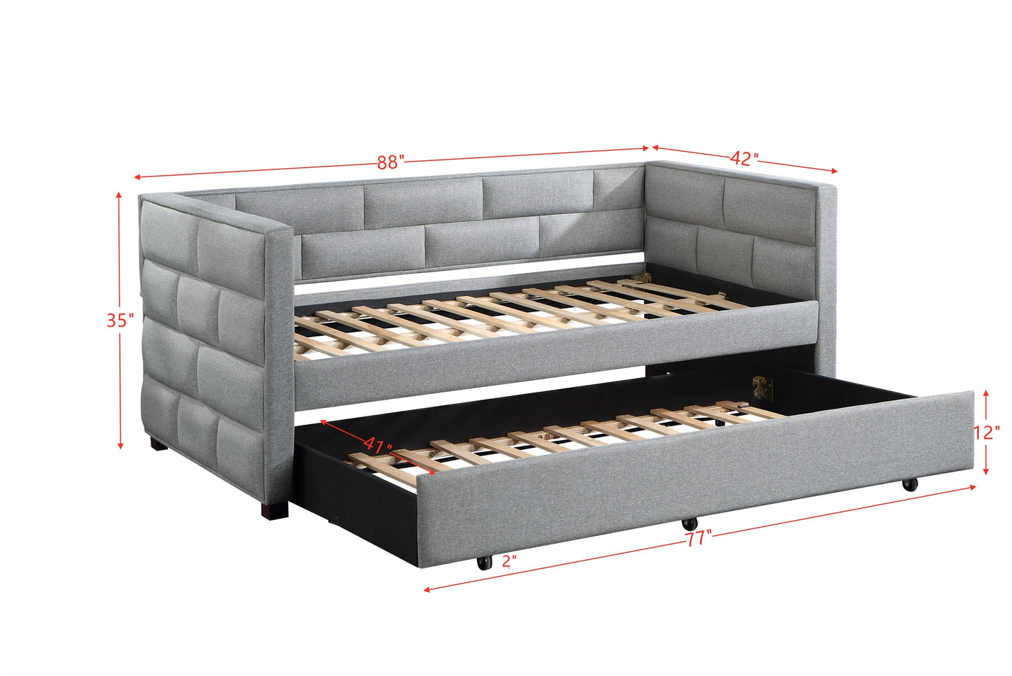 ACME Ebbo Daybed & Trundle Gray Fabric