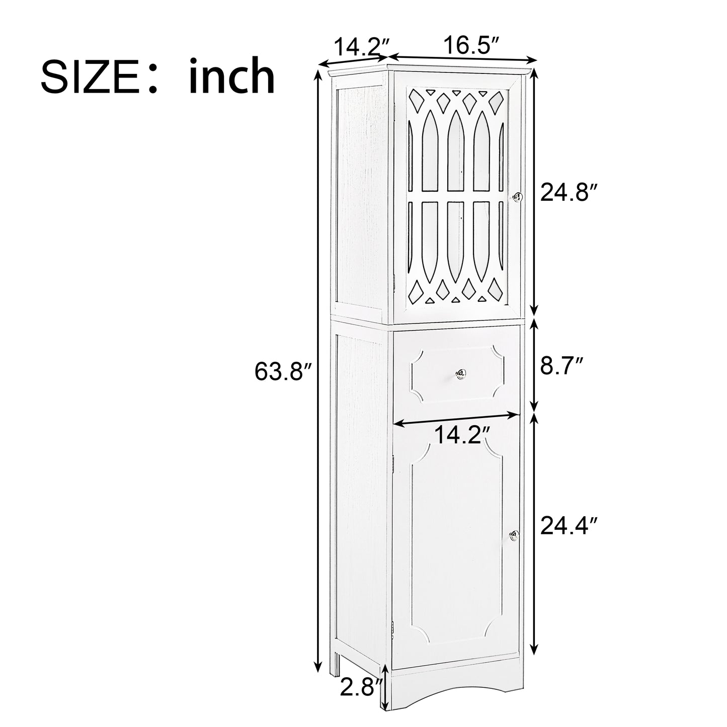 Tall Bathroom Cabinet, Freestanding Storage Cabinet with Drawer and Doors, MDF Board, Acrylic Door, Adjustable Shelf, Green