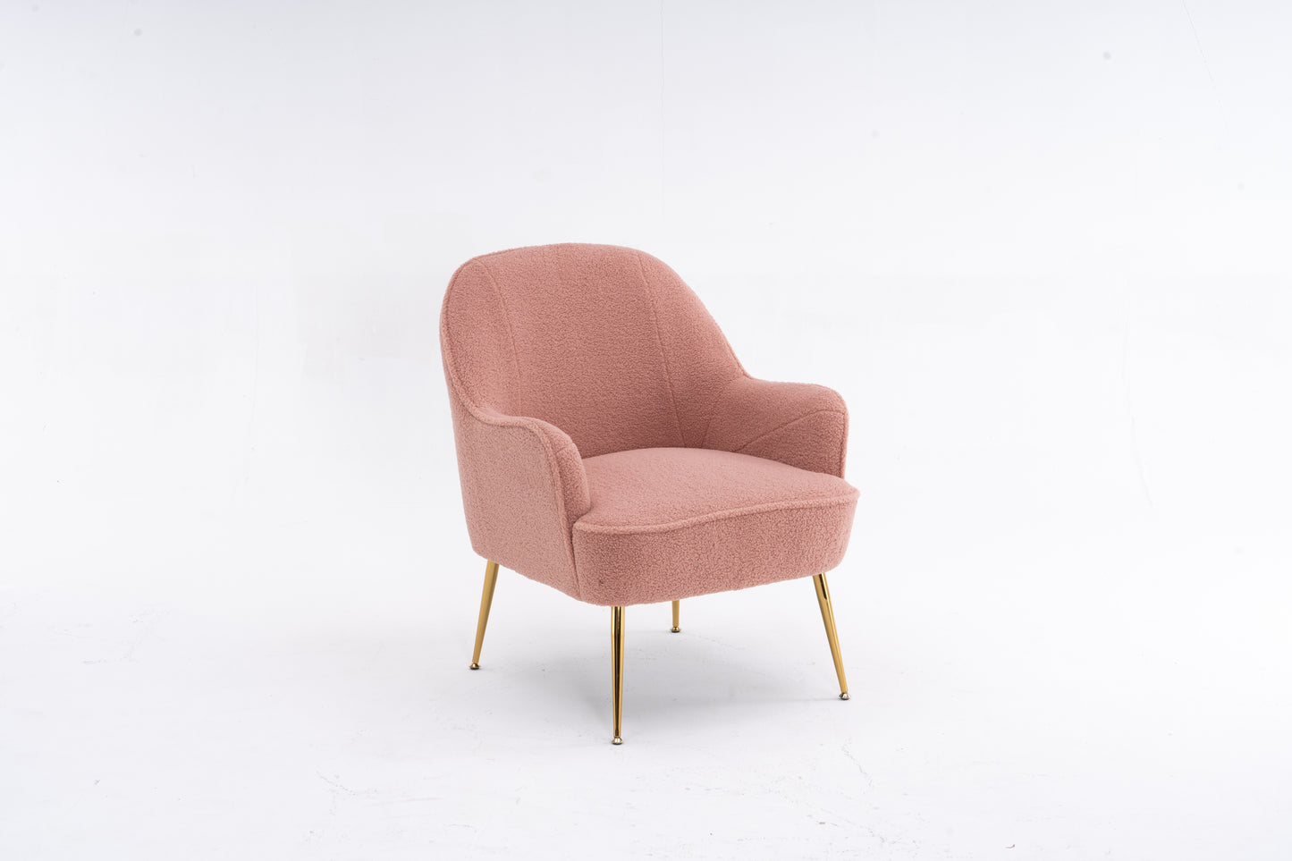 Teddy Fabric Pink Ergonomics Accent Chair